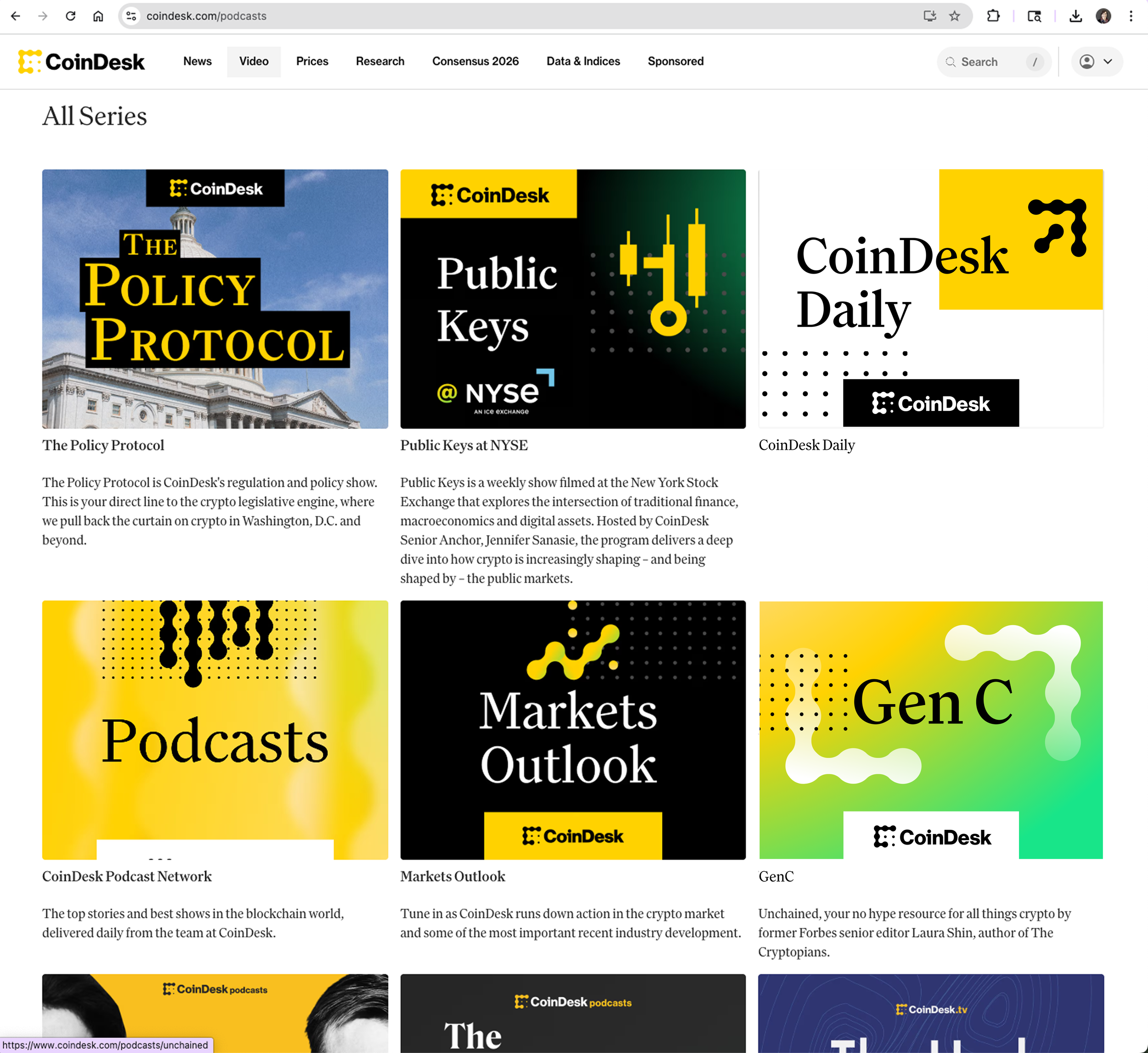 Series page on coindesk.com