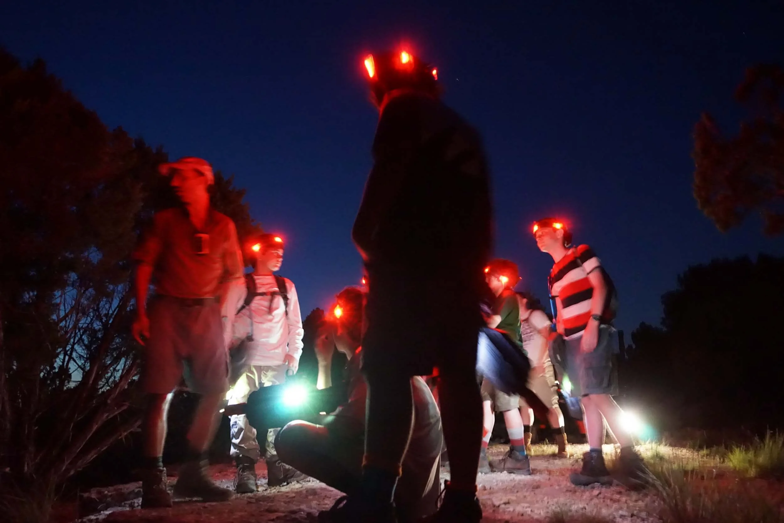 Night time laser tag group
