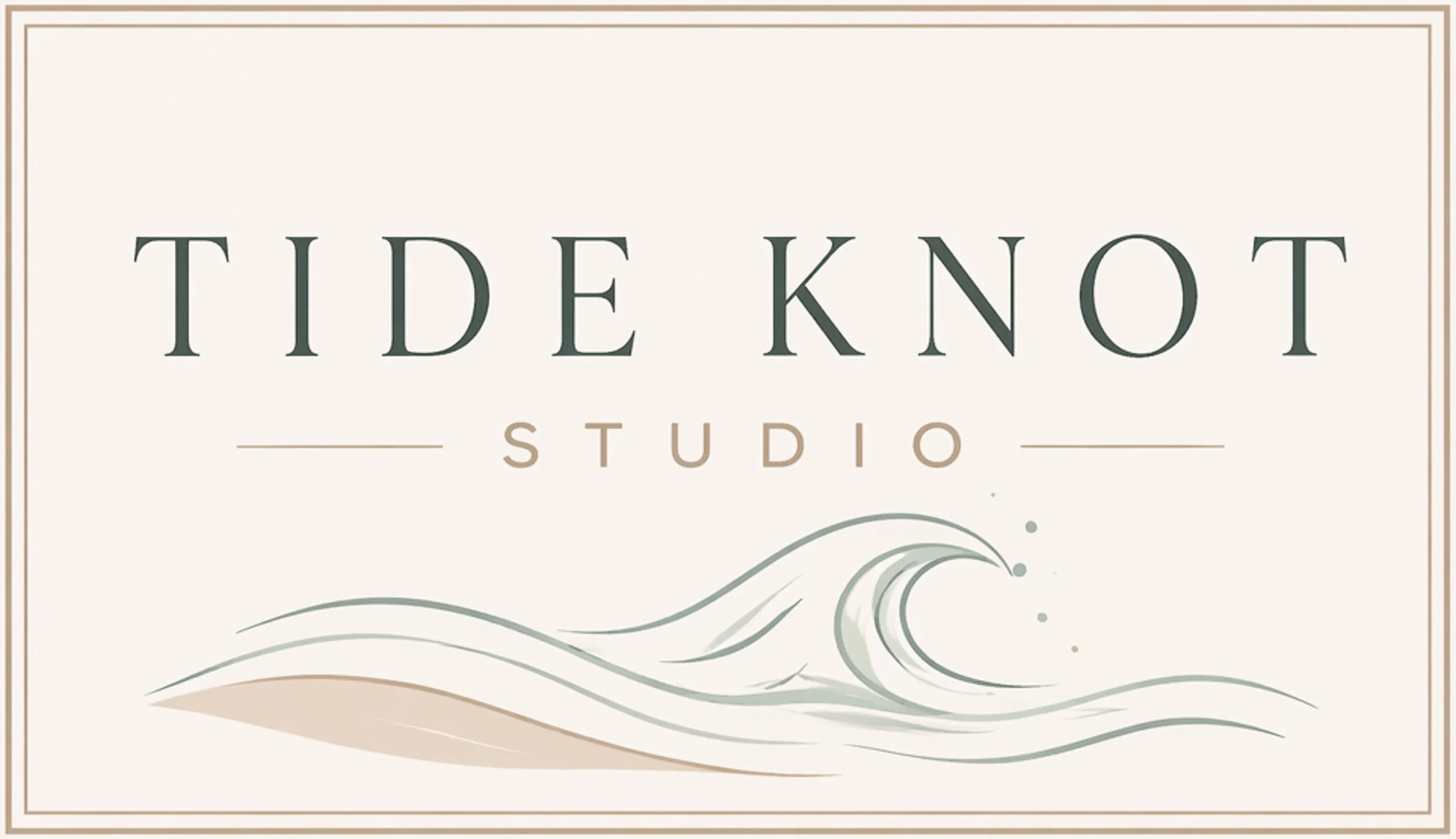 Company logo for The Knot Studio with elegant script and decorative wave design.