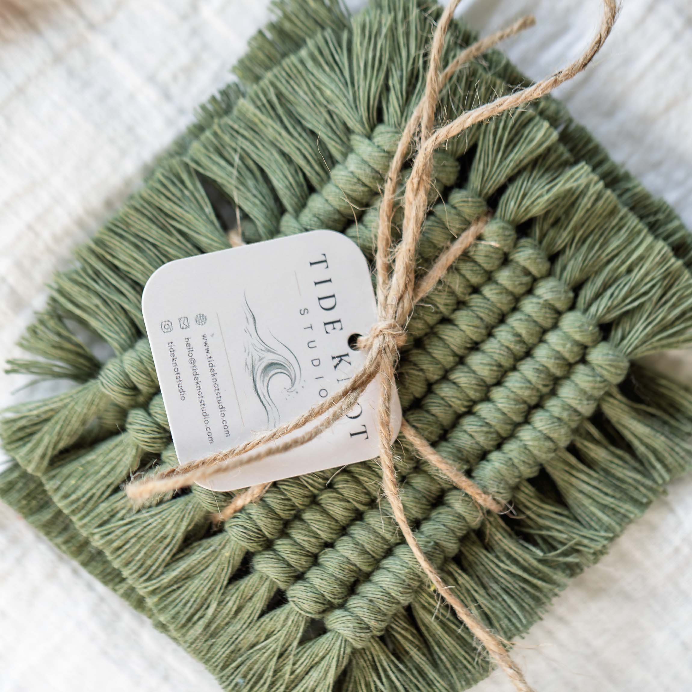 Handmade Macramé Coasters (Set of 2) – Boho Fringe