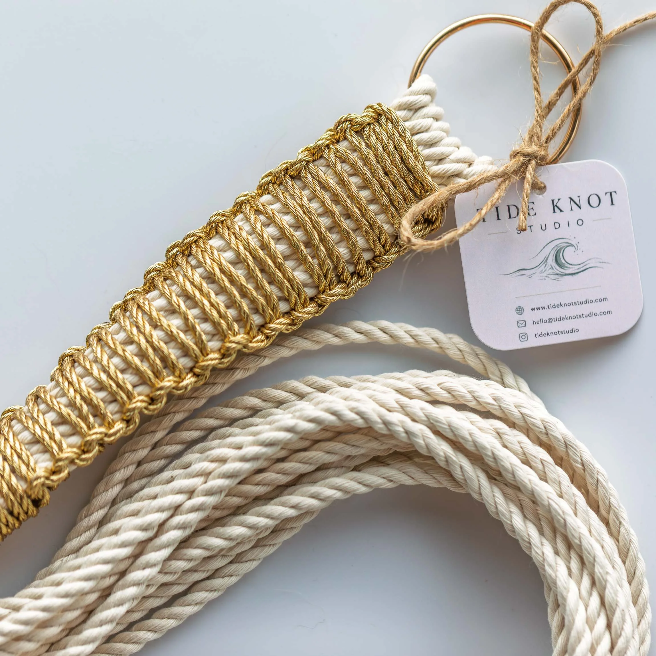 macrame plant hanger gold metallic finish square knot cotton.jpg