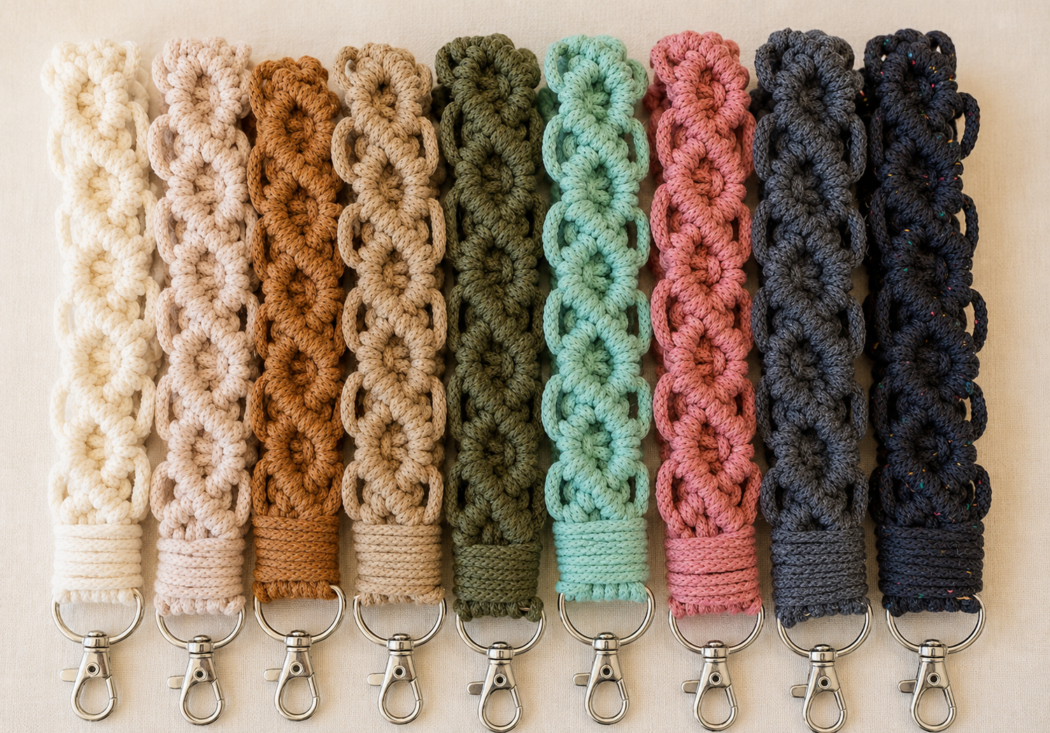 Handmade Macramé Wristlet Keychain