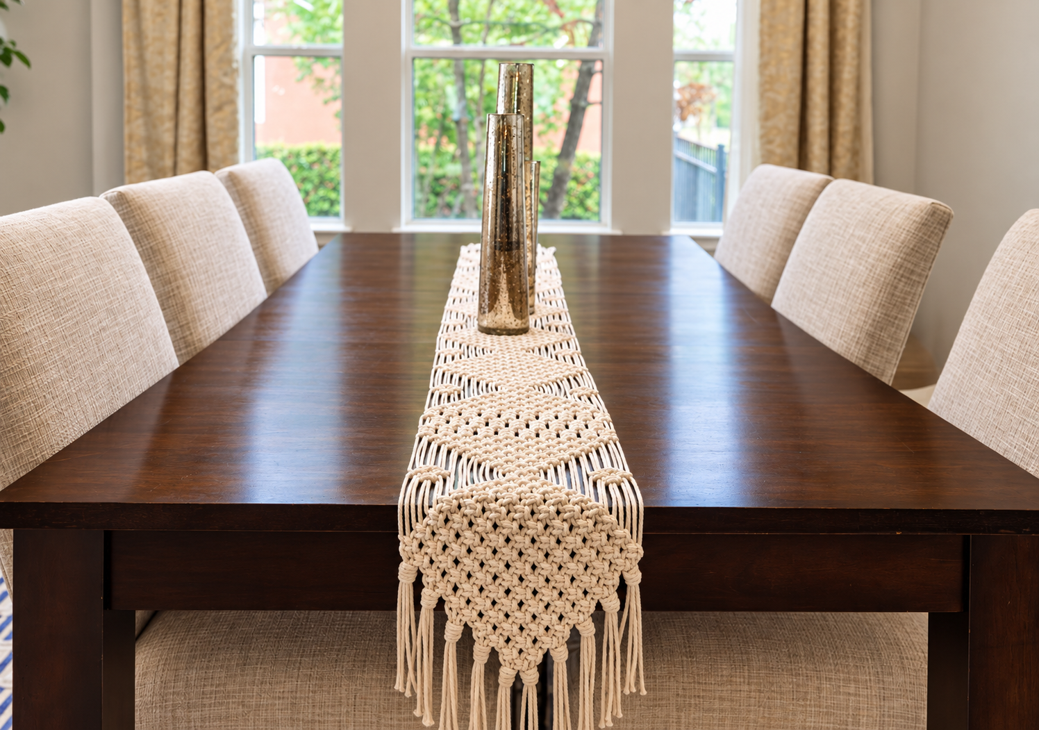 Hand-Knotted Macramé Table Runner