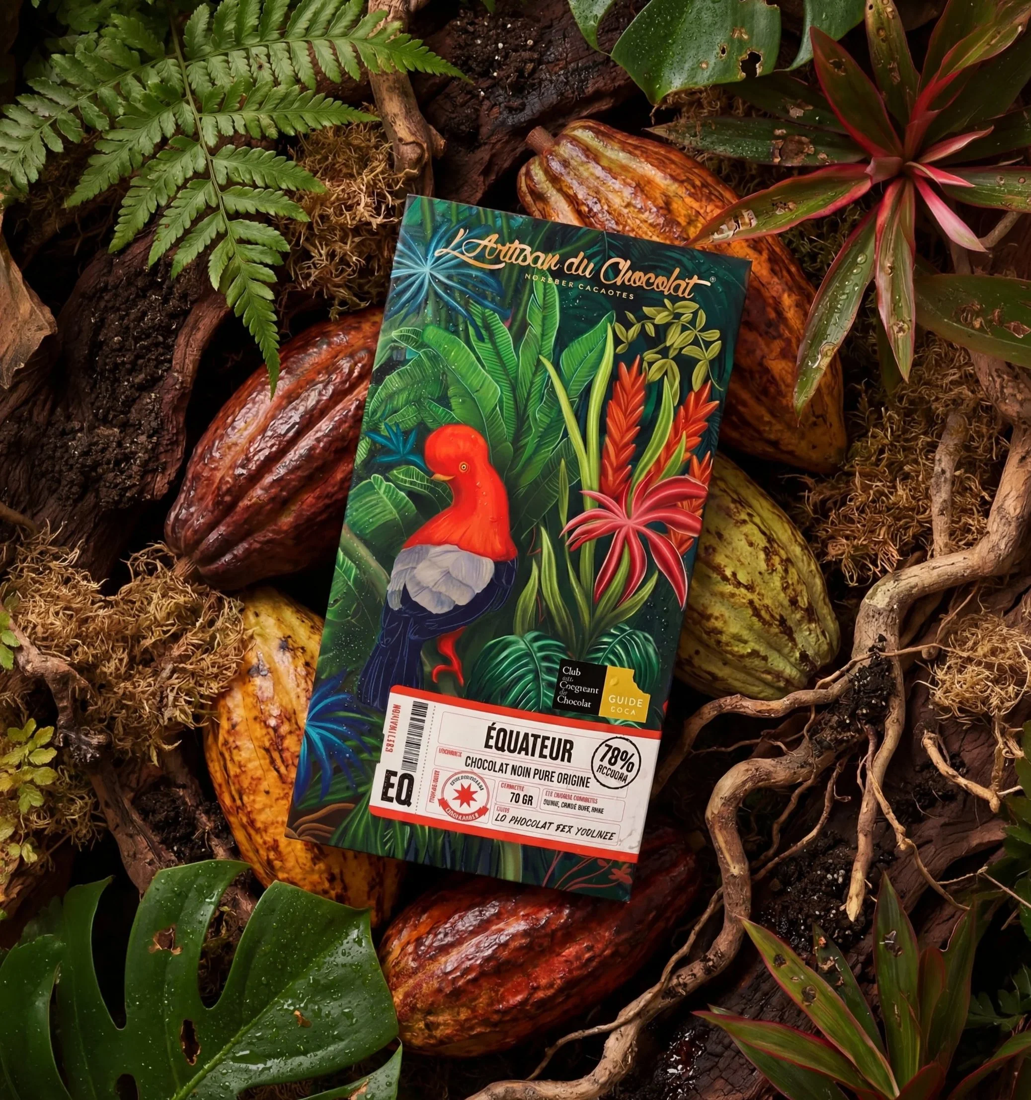 Etuis packaging pour une tablette de chocolat pour l'Artisan du Chocolat, gamme chocolat des Yvelines, série d'emballages en polyptyque créée par Anne-Claire Turbé, designer culinaire