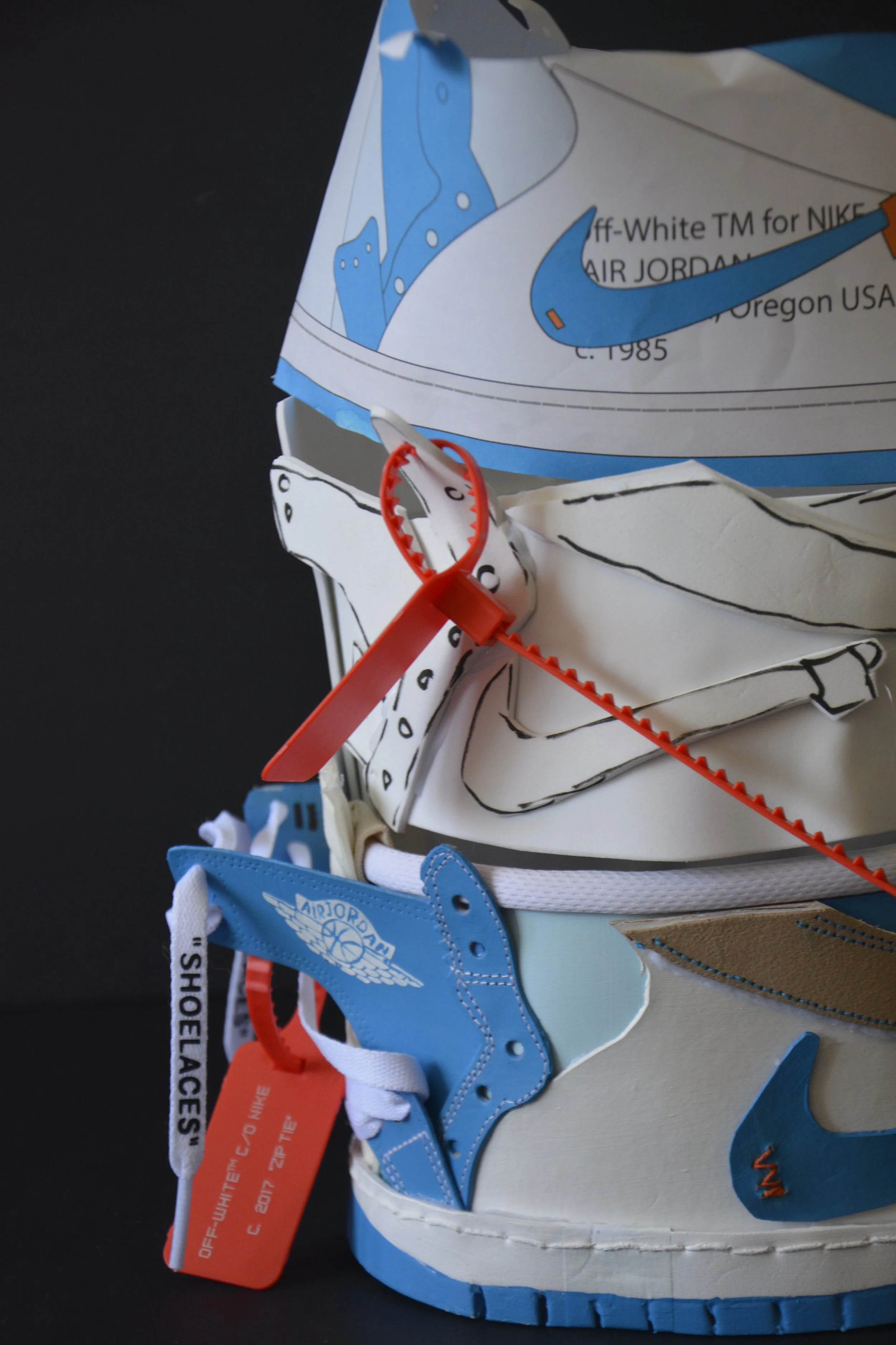 off-white X nike sneaker crown test and sketches see on profile with details and close up
