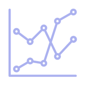 Line graph with multiple fluctuating lines and data points on a dark background