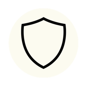 Black outline of a shield icon on a white background.