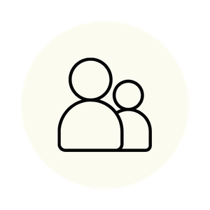 Icon of two people, one larger and one smaller, representing a user profile or group.