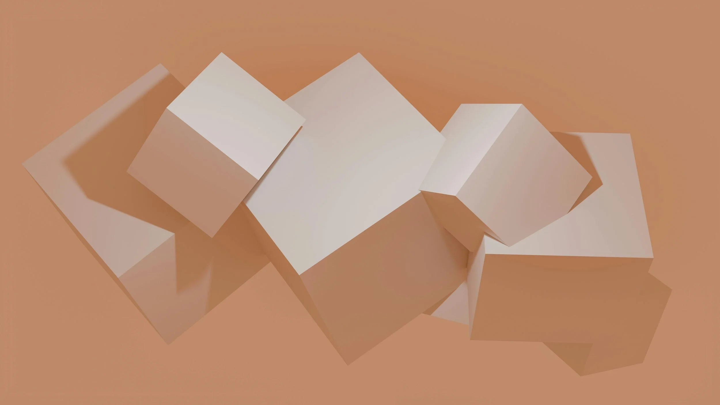 Abstract 3D geometric shapes in warm tones — get a quote for custom 3D printing at Printmaker3D, Sollentuna Sweden