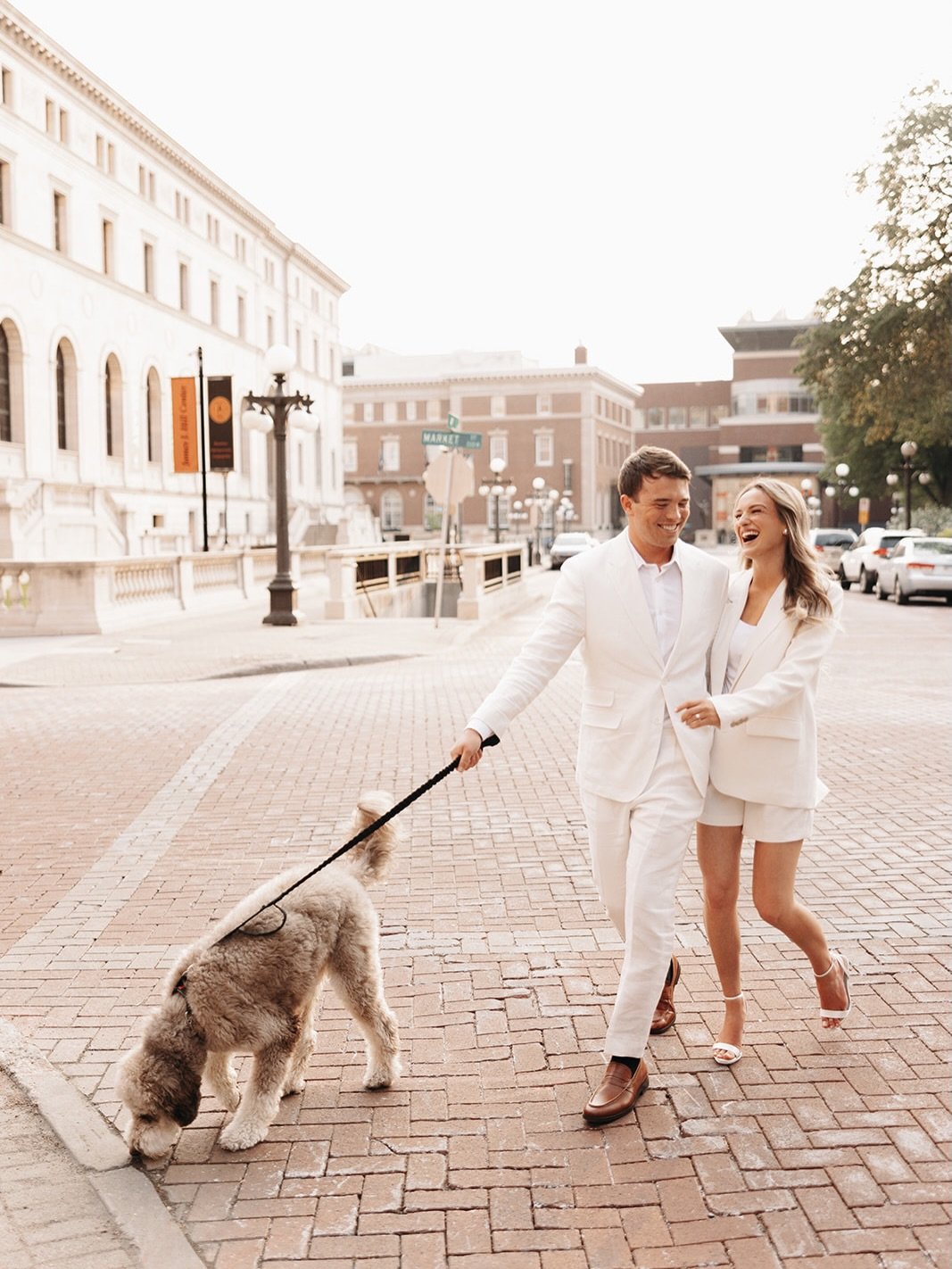 Dogs in engagement photos, always a good idea