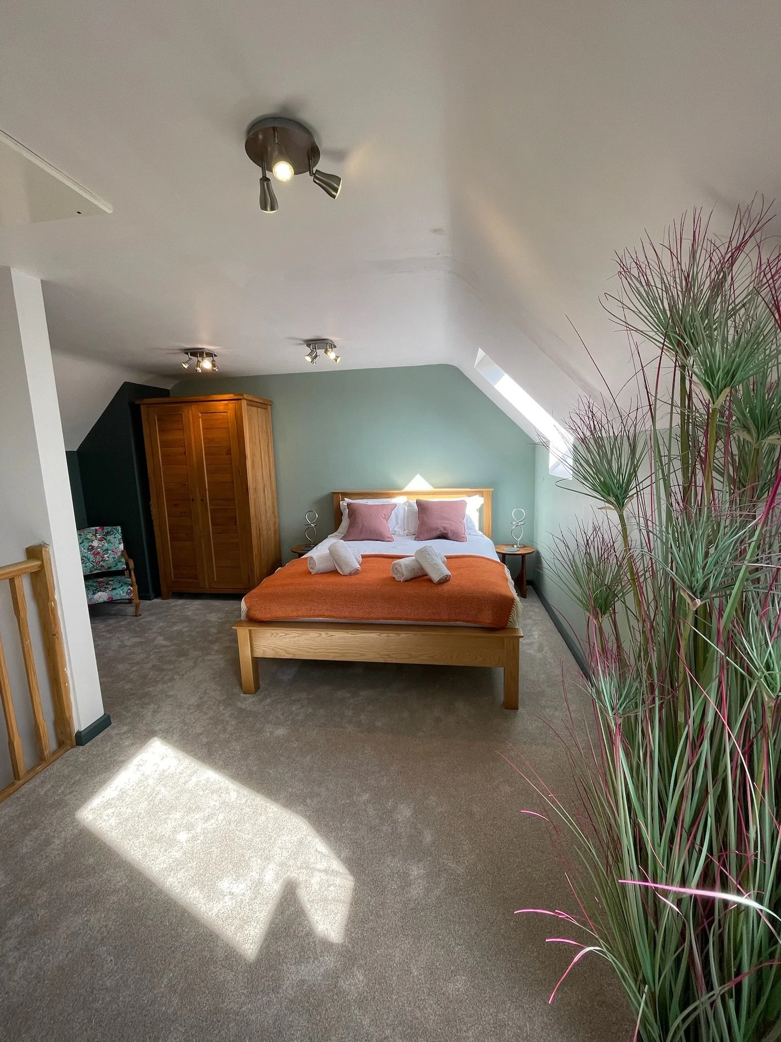 King size bed in spacious, light and airy bedroom, complete with blackout blinds for a good nights sleep