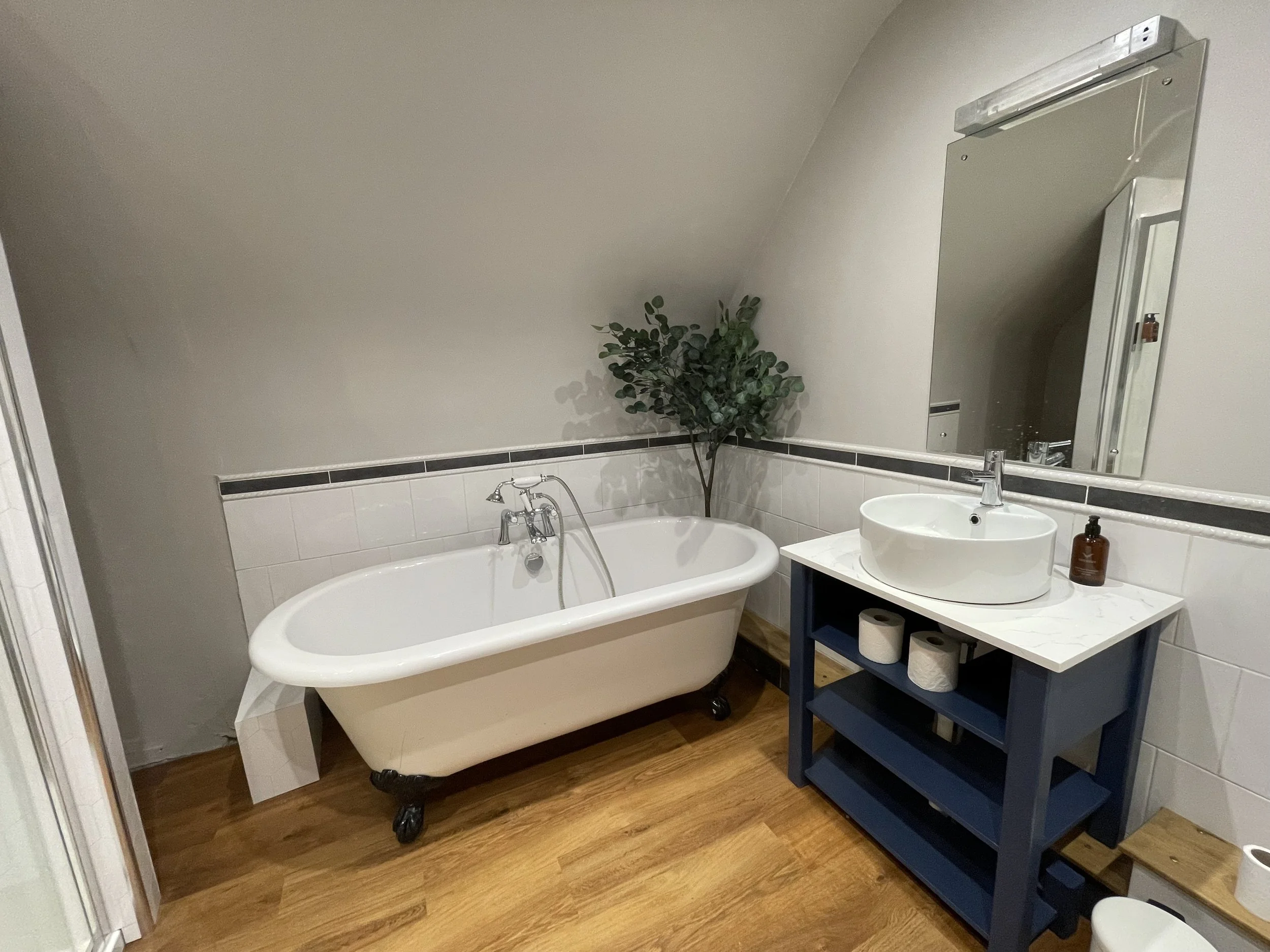 Large roll-top bath; perfect for relaxing after a busy day