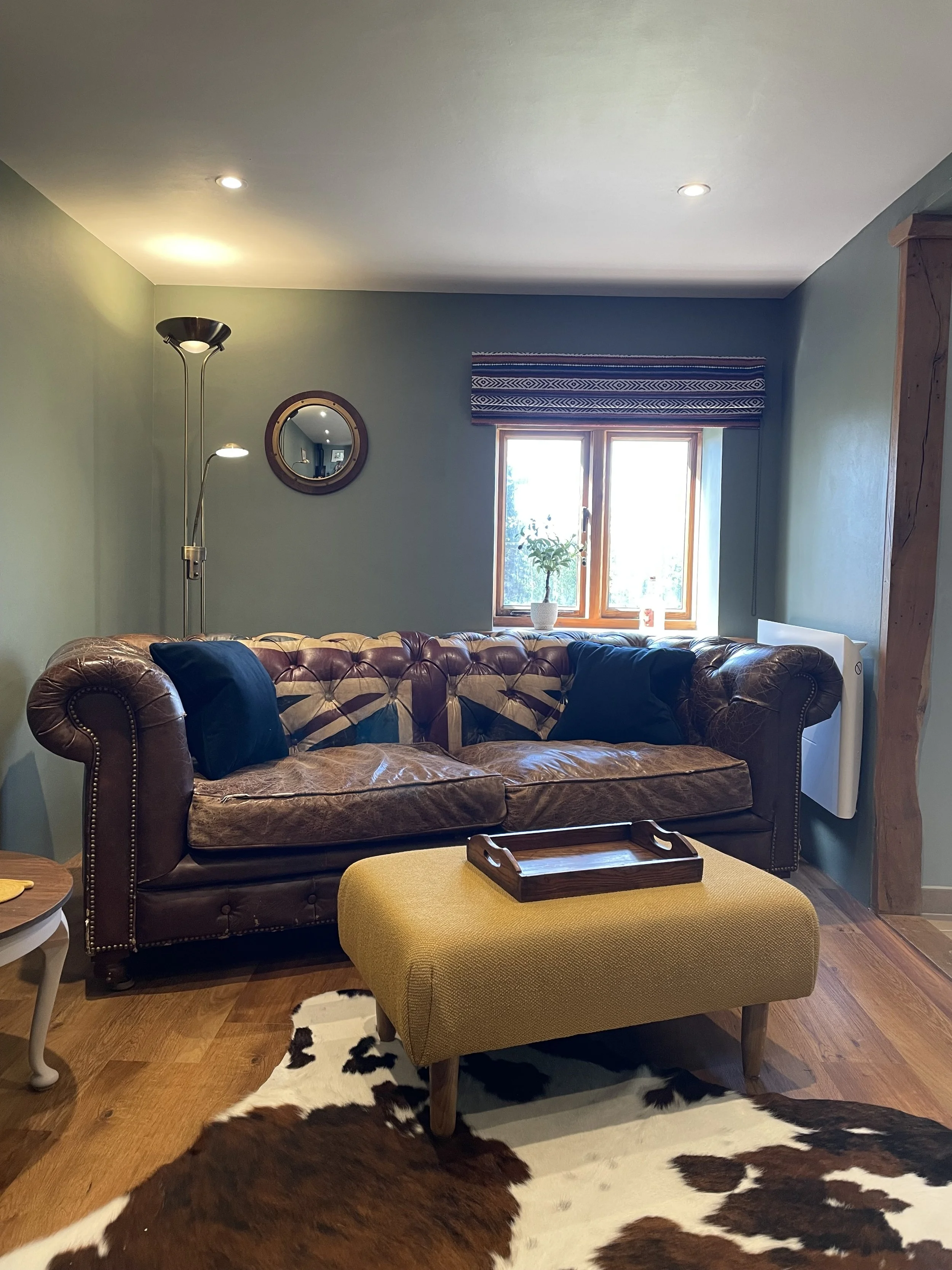 Large comfy sofa with ottoman
