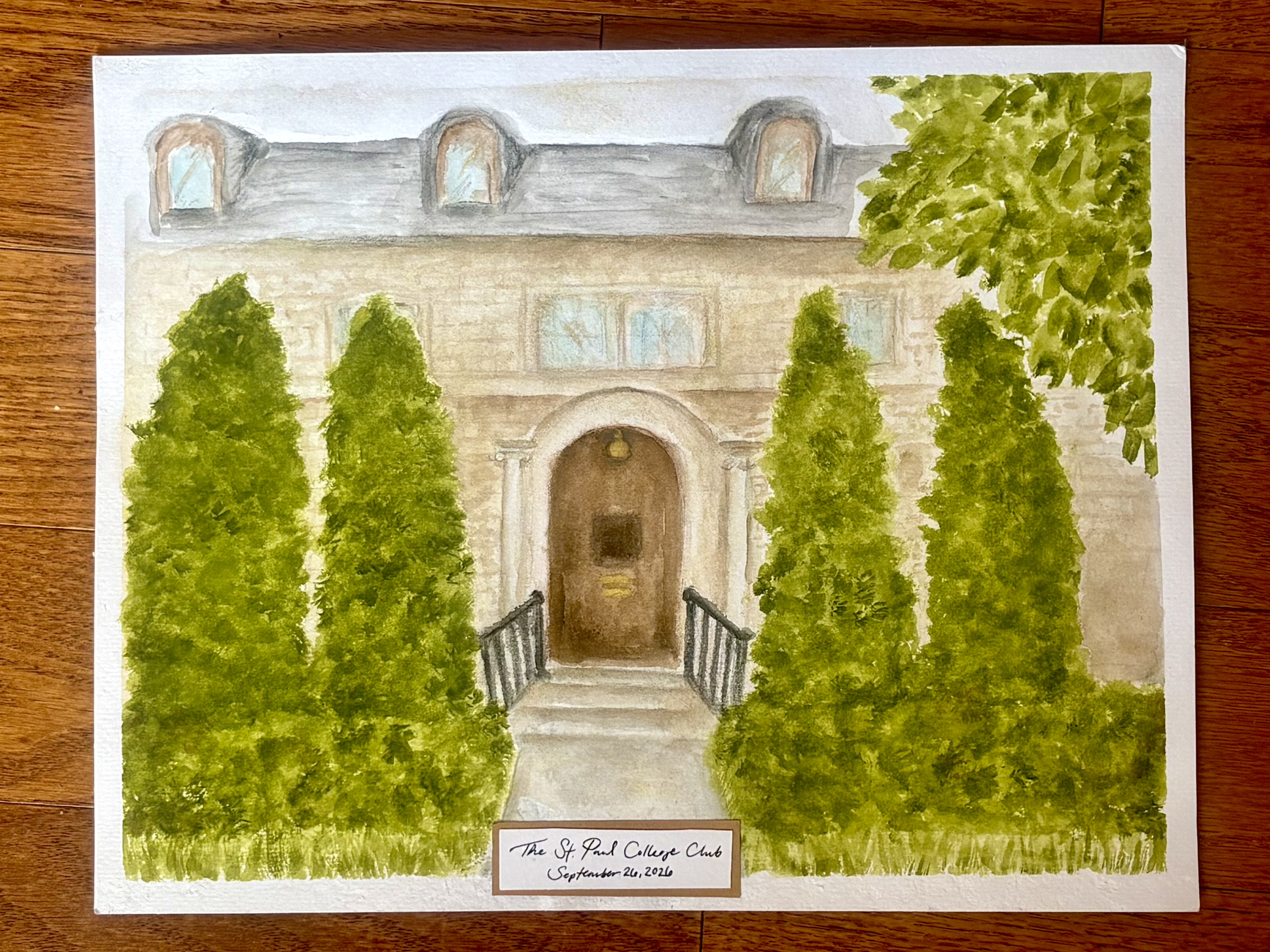St. Paul College Club for H (watercolor + colored pencil)
