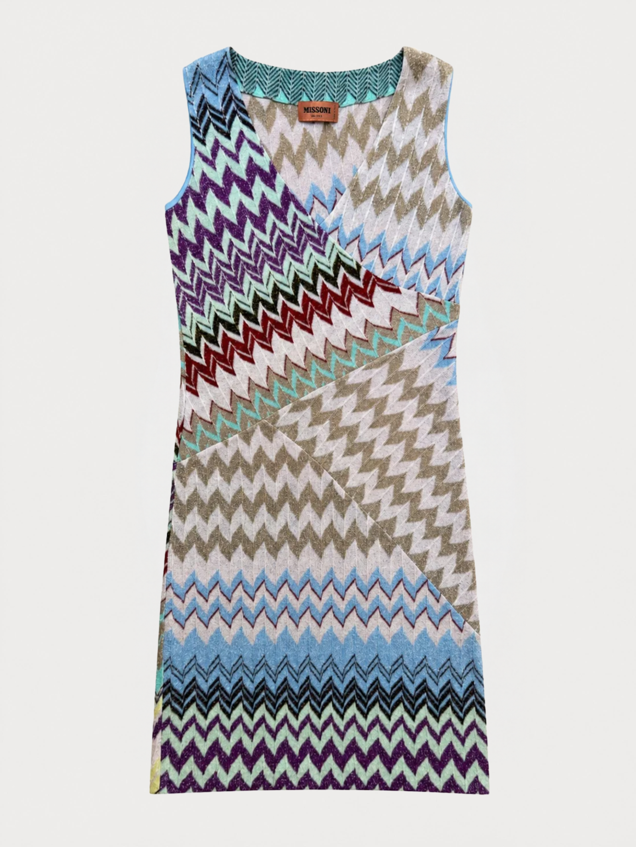 Missoni Chevron Lamé Knit Crossover Midi Dress