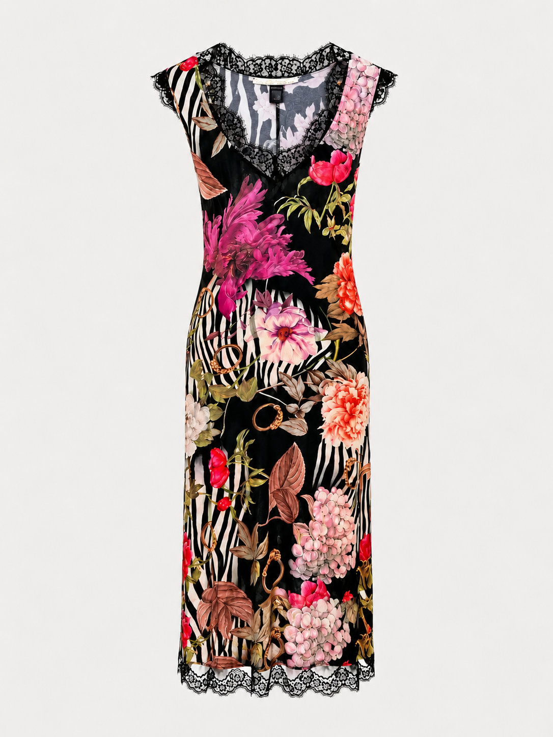 Class Cavalli Floral Lace-Trim Midi Dress