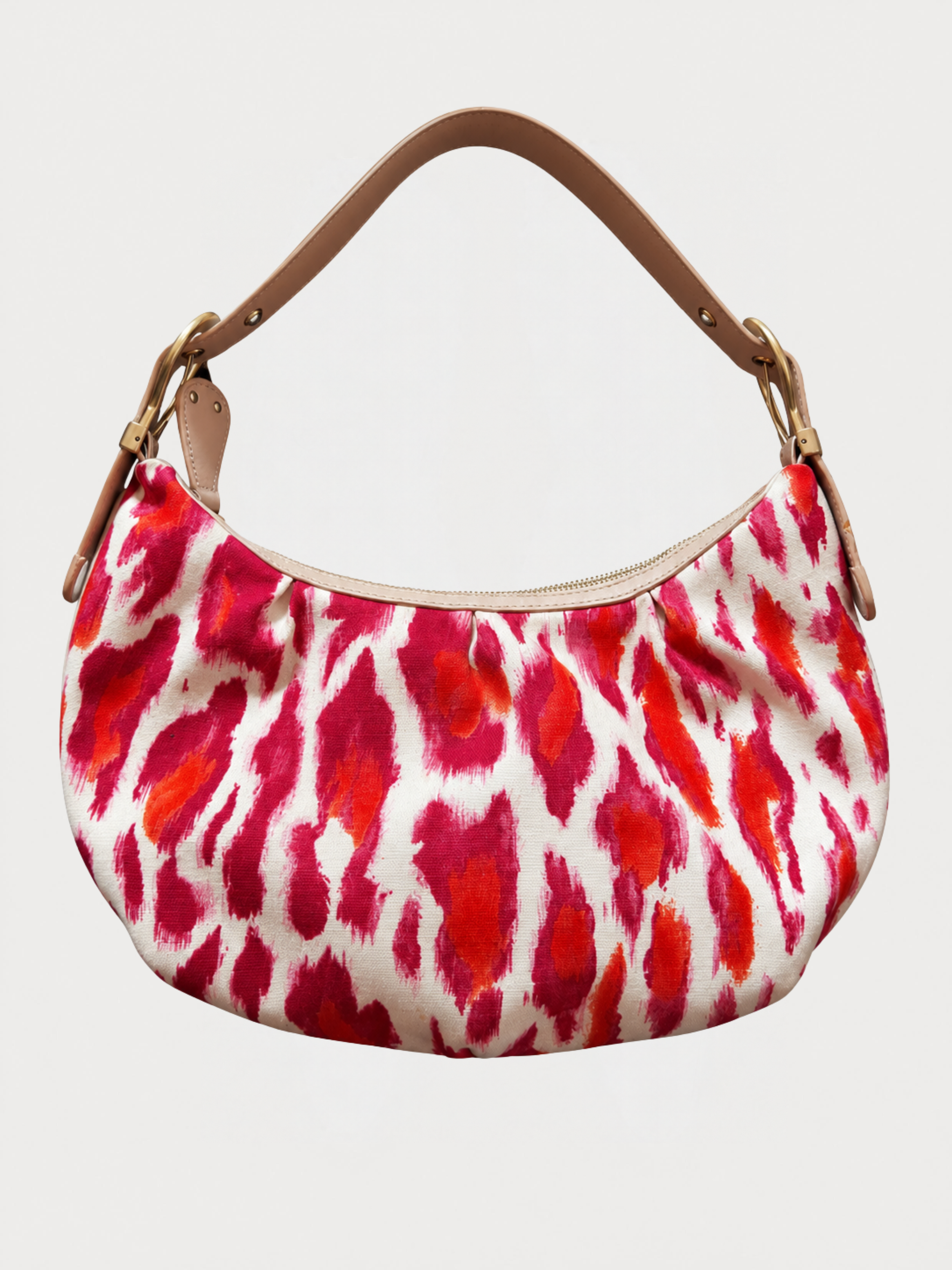 Christian Dior Resort 2008 Leopard Print Canvas & Leather Hobo Bag