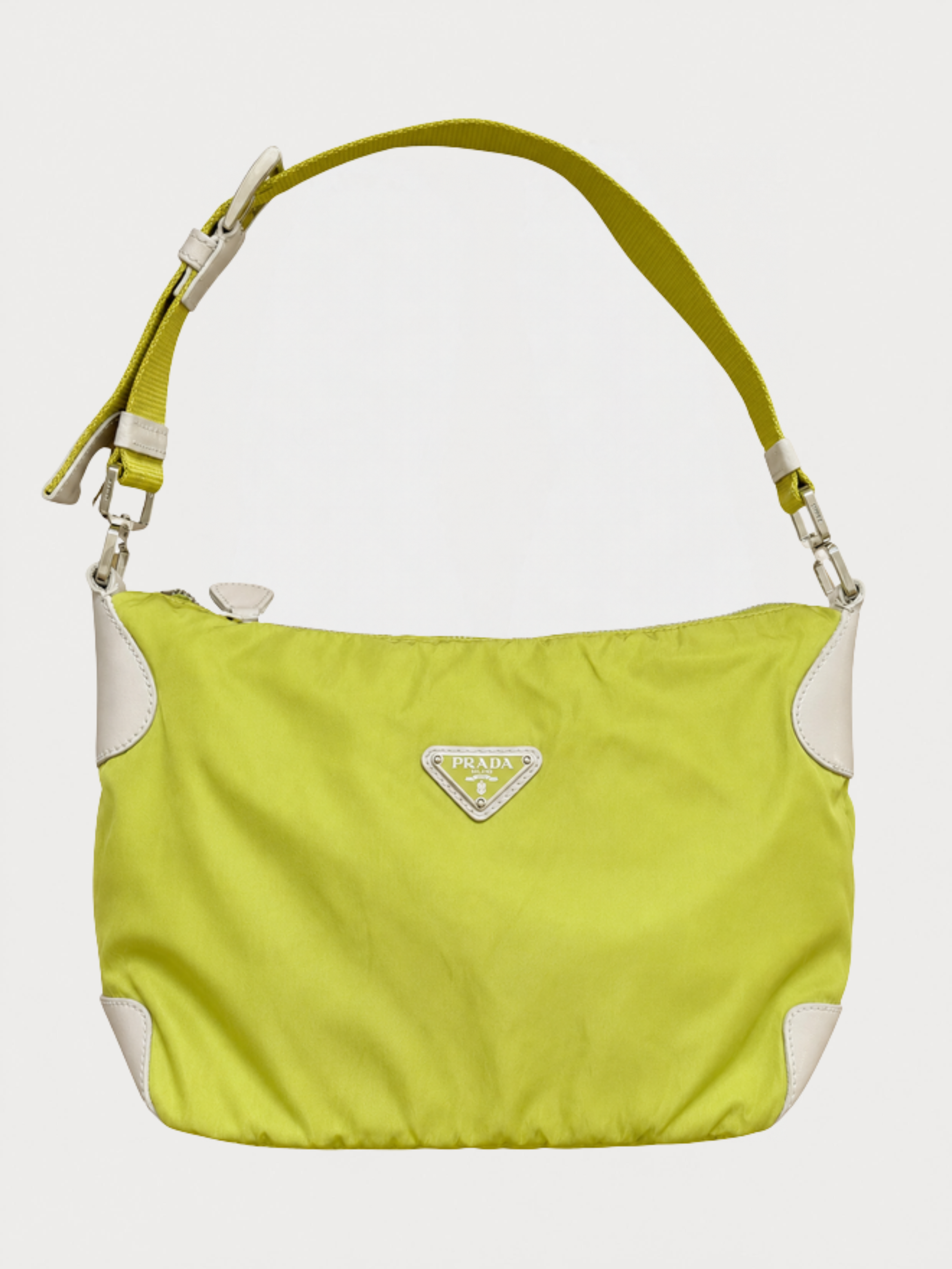 Prada Lime Green Nylon Hobo Bag