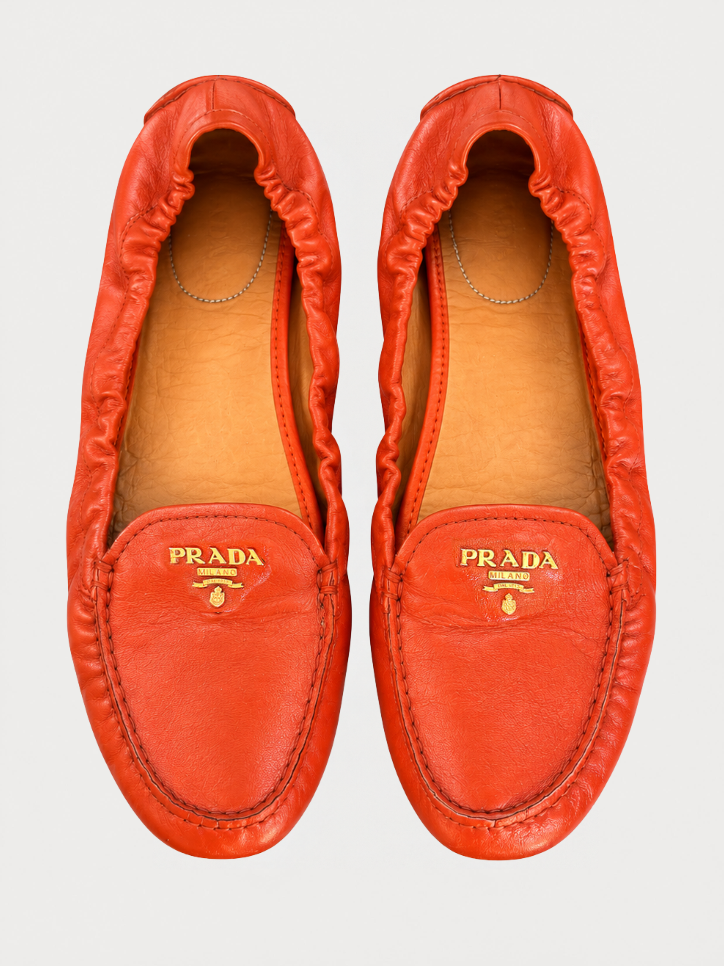 Prada Scrunch Leather Loafers (38.5)