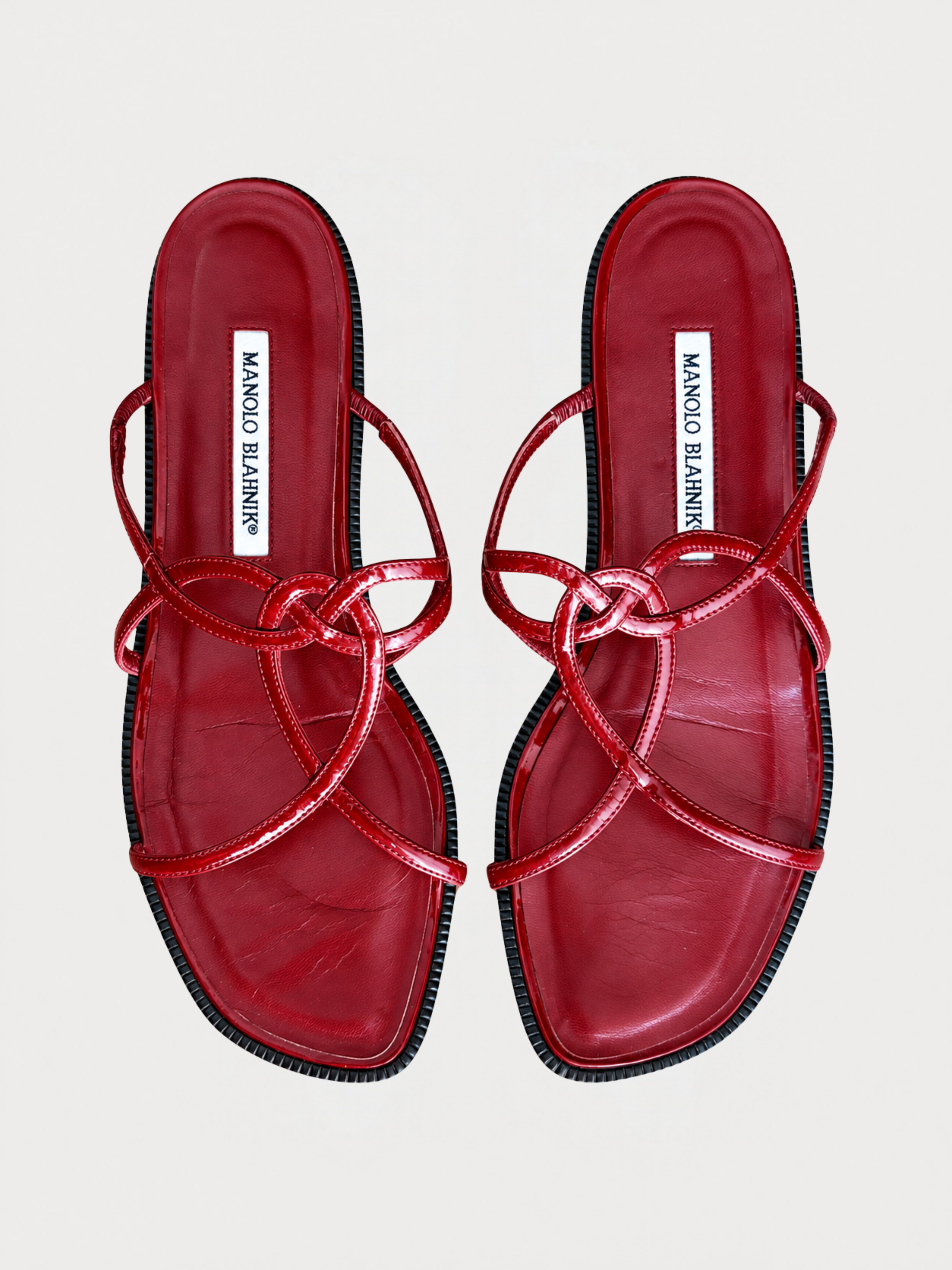 Manolo Blahnik Patent Leather Strappy Sandals (39)