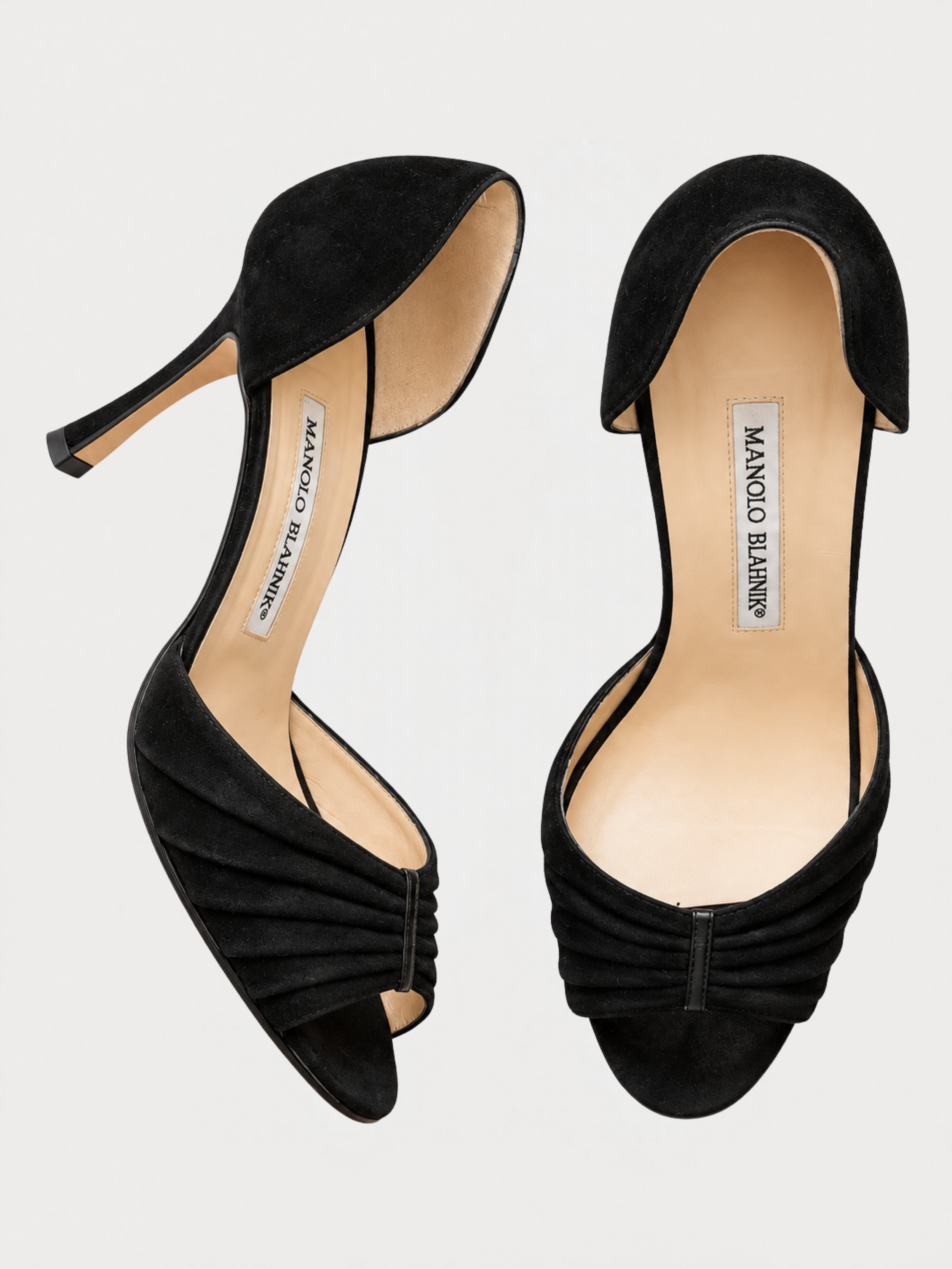 Manolo Blahnik Suede D’Orsay Peep-Toe Pumps (37.5)