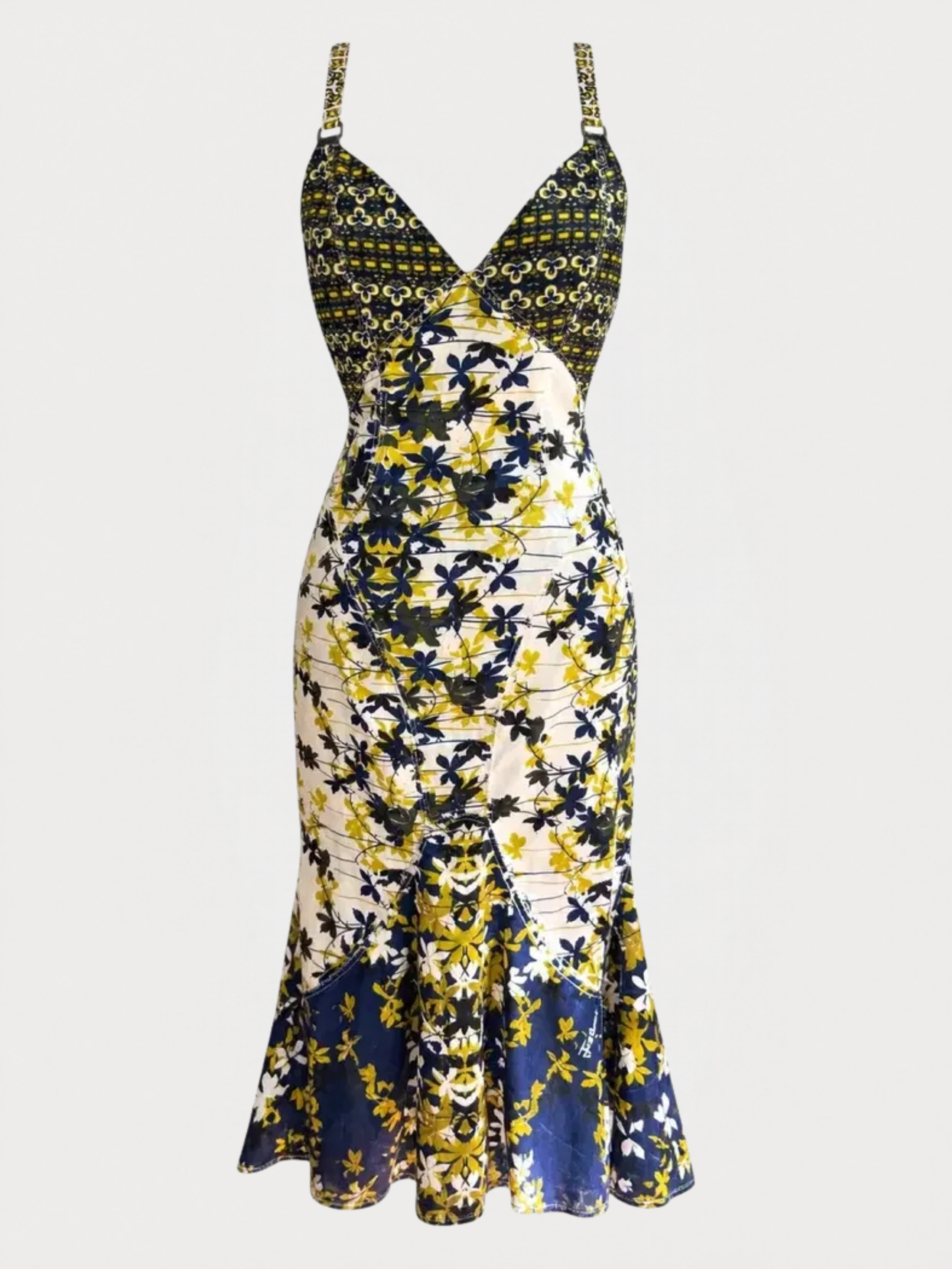 Just Cavalli Floral Satin Midi Dress