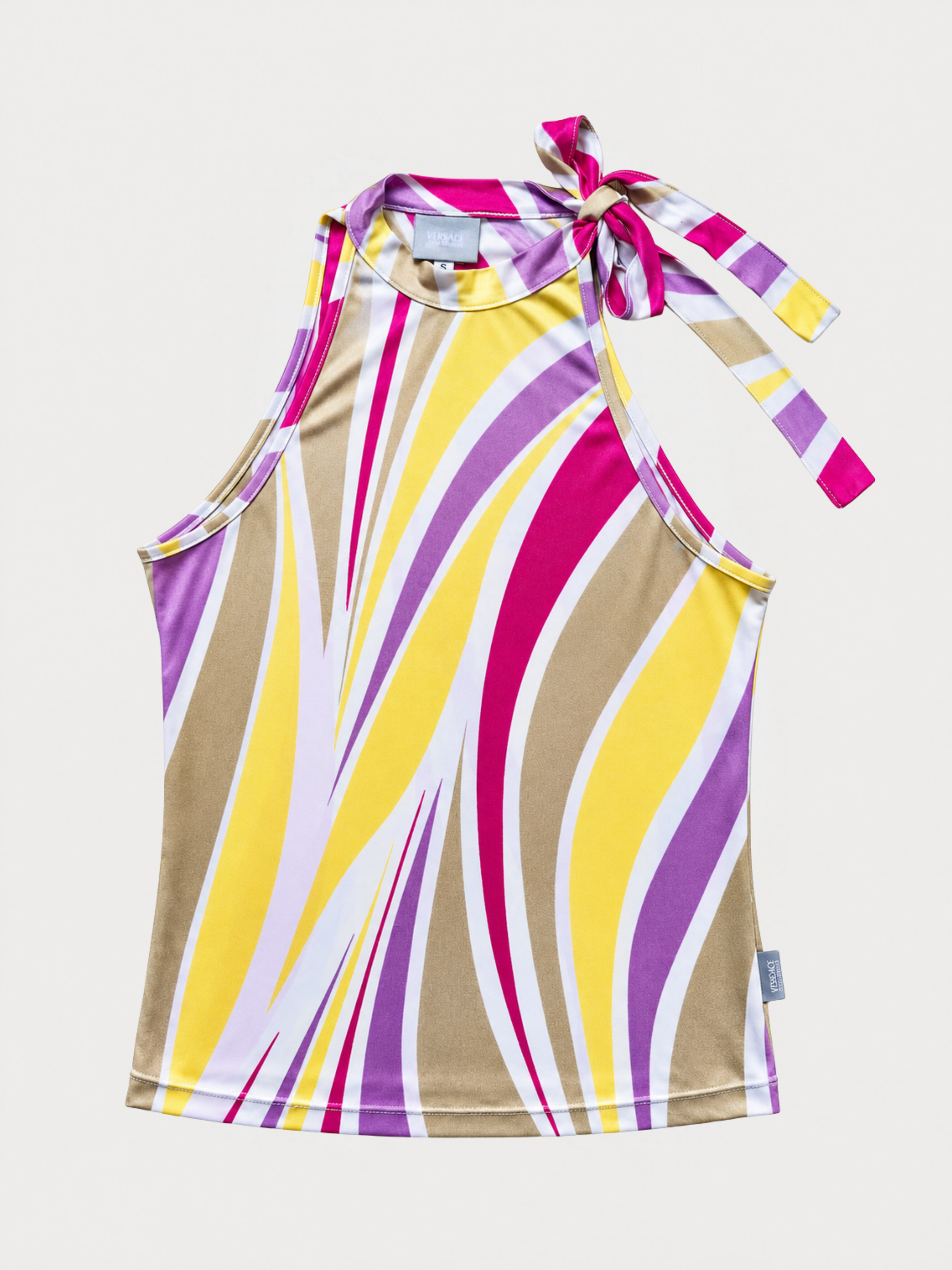 Versace Jeans Couture Multicolor Swirl Print Halter Top