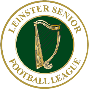 Leinster Senior Football League logo featuring a harp within a green and white circular emblem.