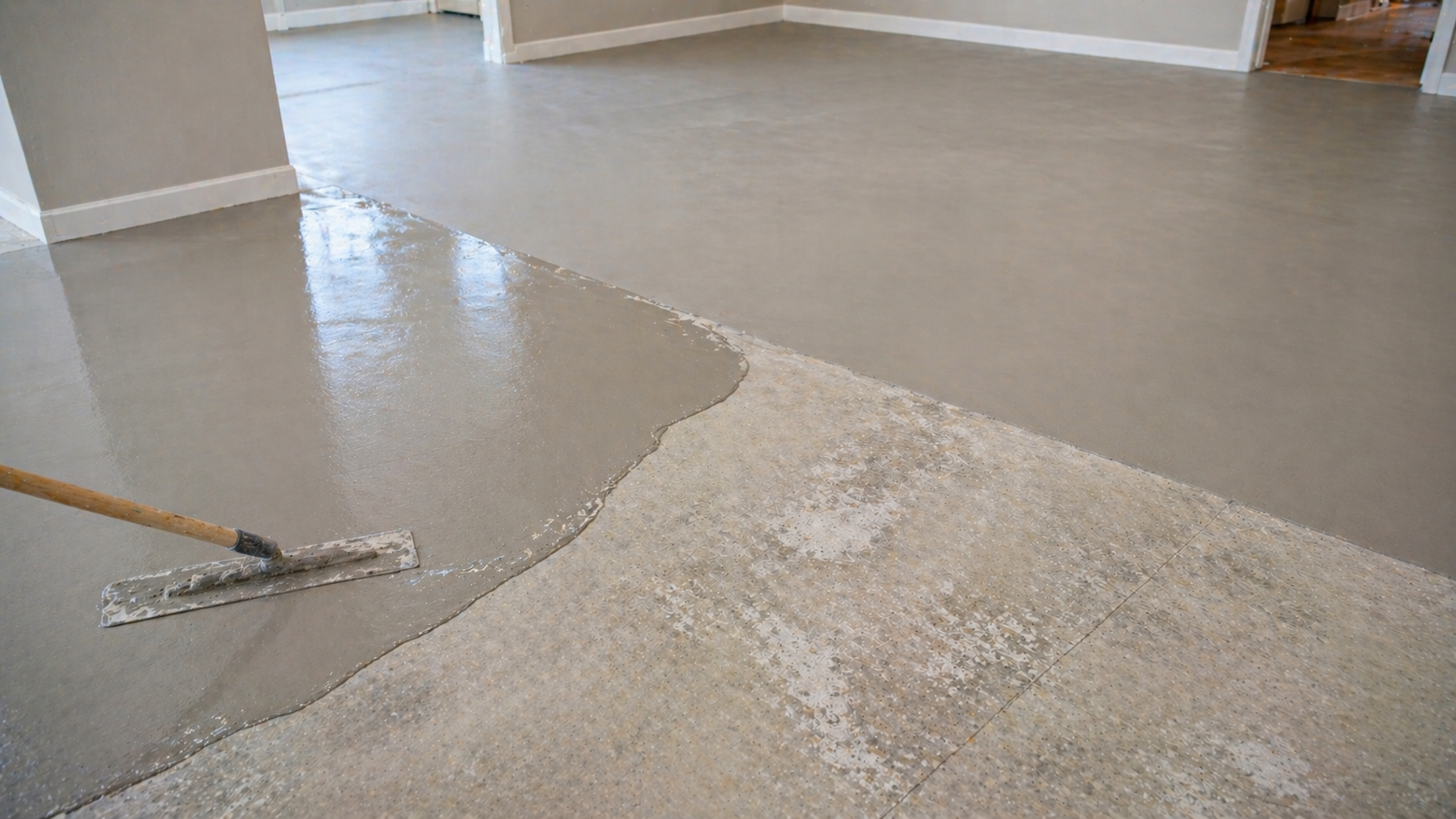 Subfloor leveling and preparation before LVP flooring installation