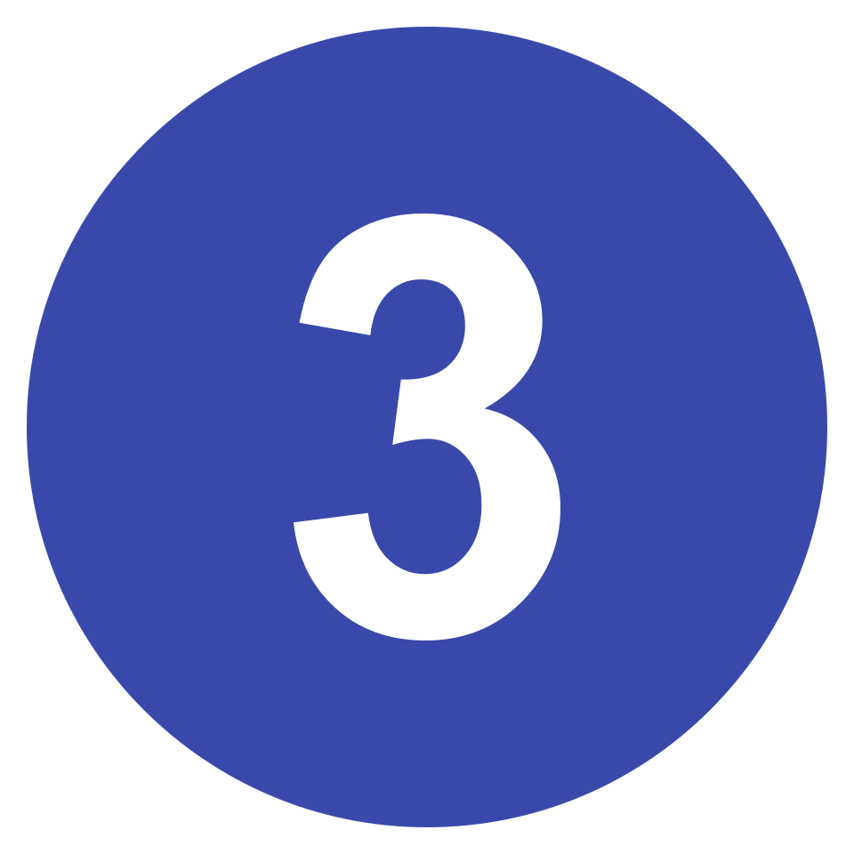 number 3 icon in indigo