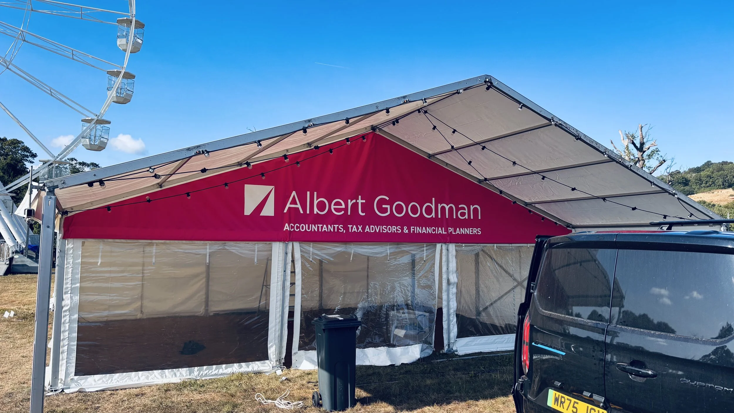 Festoon canopy in marquee