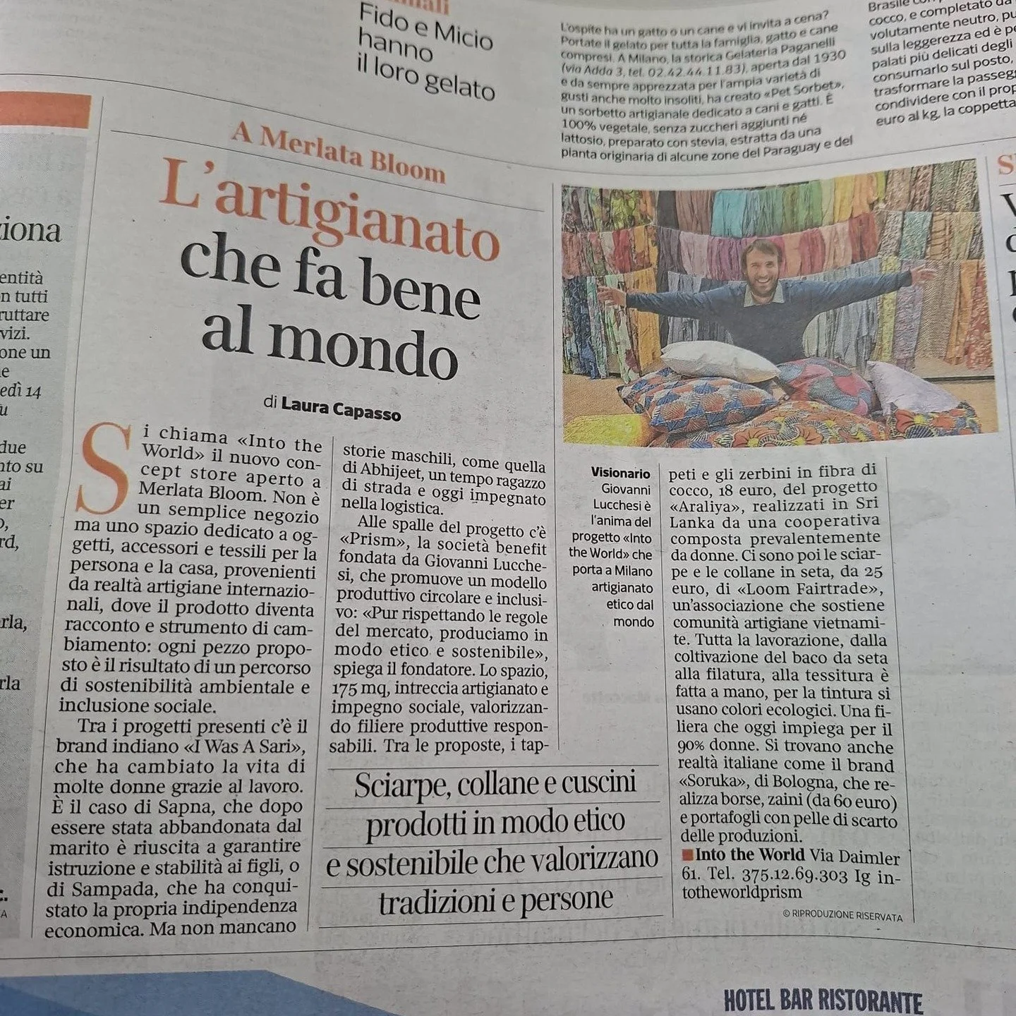 Siamo su Vivimilano.

Un bel riconoscimento per Into The World, il concept store firmato PRISM a Merlata Bloom, nato per dare spazio a prodotti che uniscono artigianato, sostenibilit&agrave;, tradizioni e impatto sociale.

Ogni oggetto racconta una s
