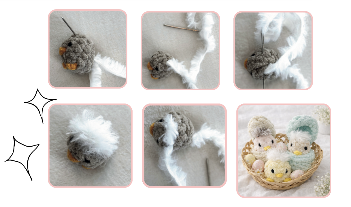 assembling crochet chick pieces step by step
