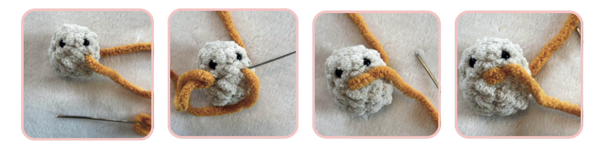 assembling crochet chick pieces step by step