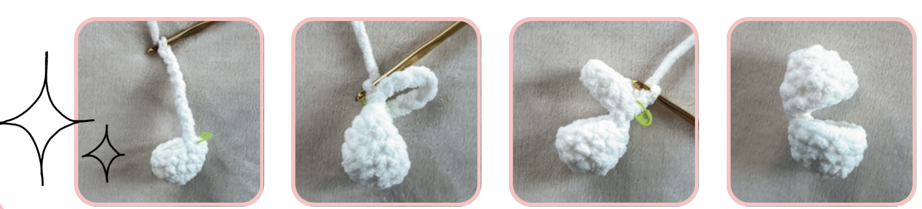 assembling crochet chick pieces step by step