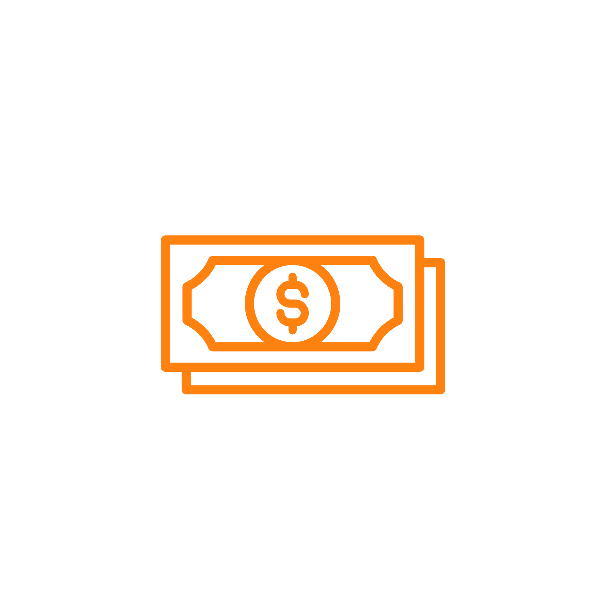 Black background with orange outlined dollar bill icon at bottom, arrows pointing left and right, text reading 'Cost of Living' at top.