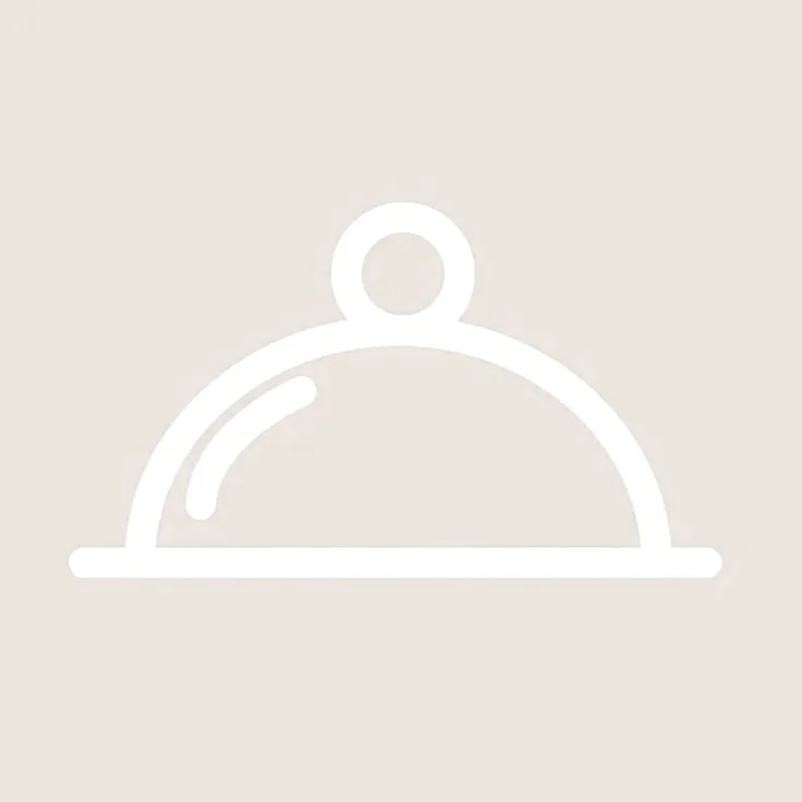 Line drawing of a cloche serving dish with a handle on top, on a flat surface.