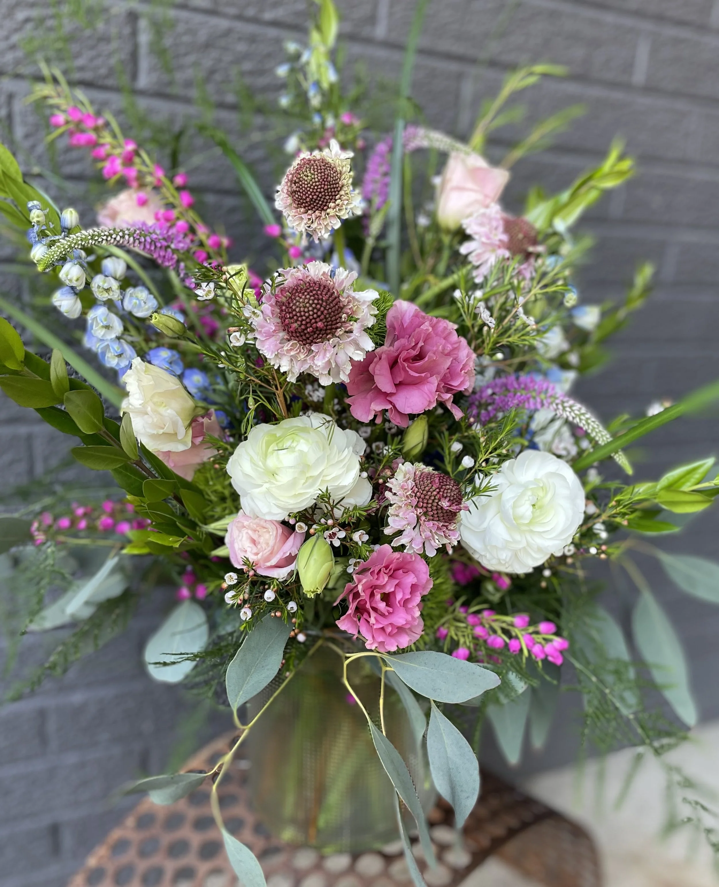 Wine + Design | June Garden-Inspired Floral Arranging Class 