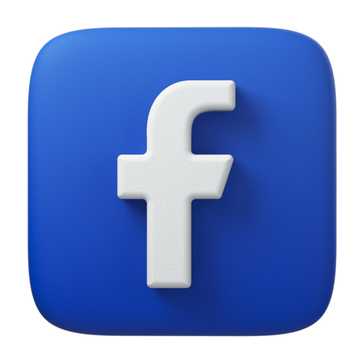 Facebook logo with a white lowercase 'f' on a blue square background.