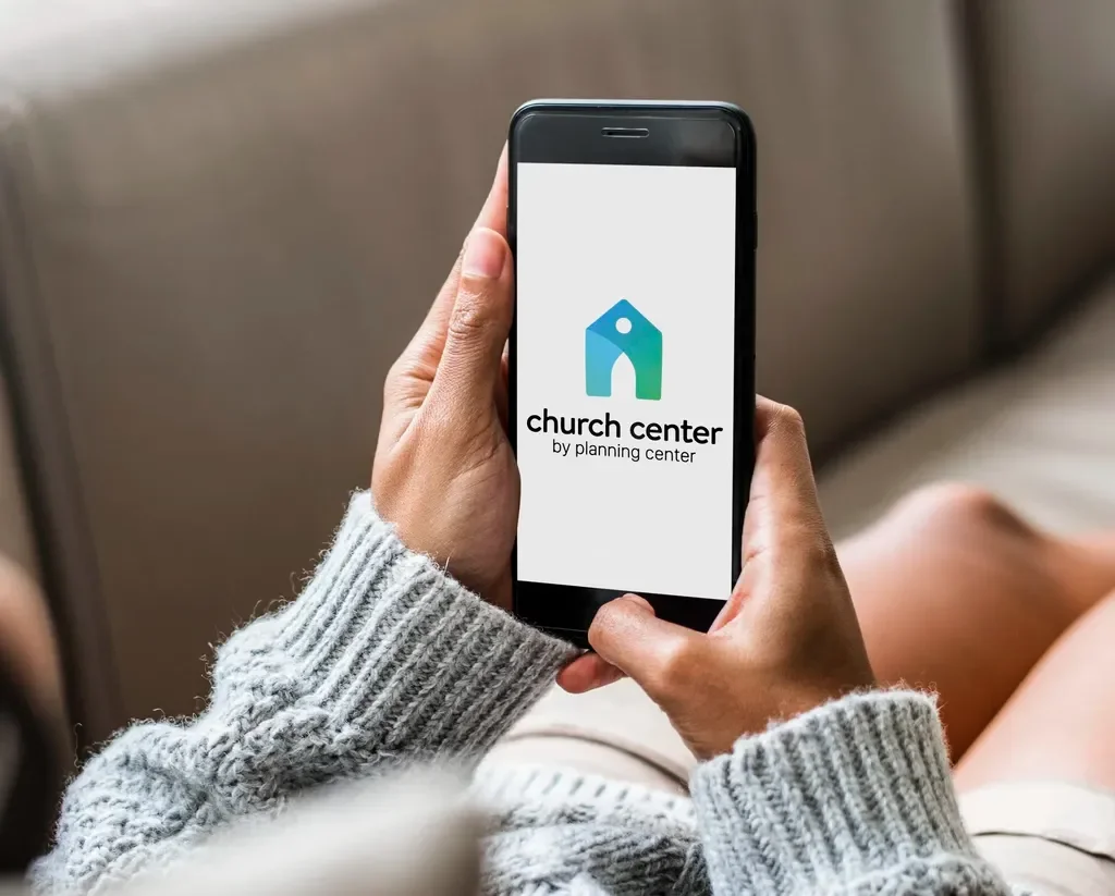 Church Center app on a phone — register for events and give to Pearl Street Church