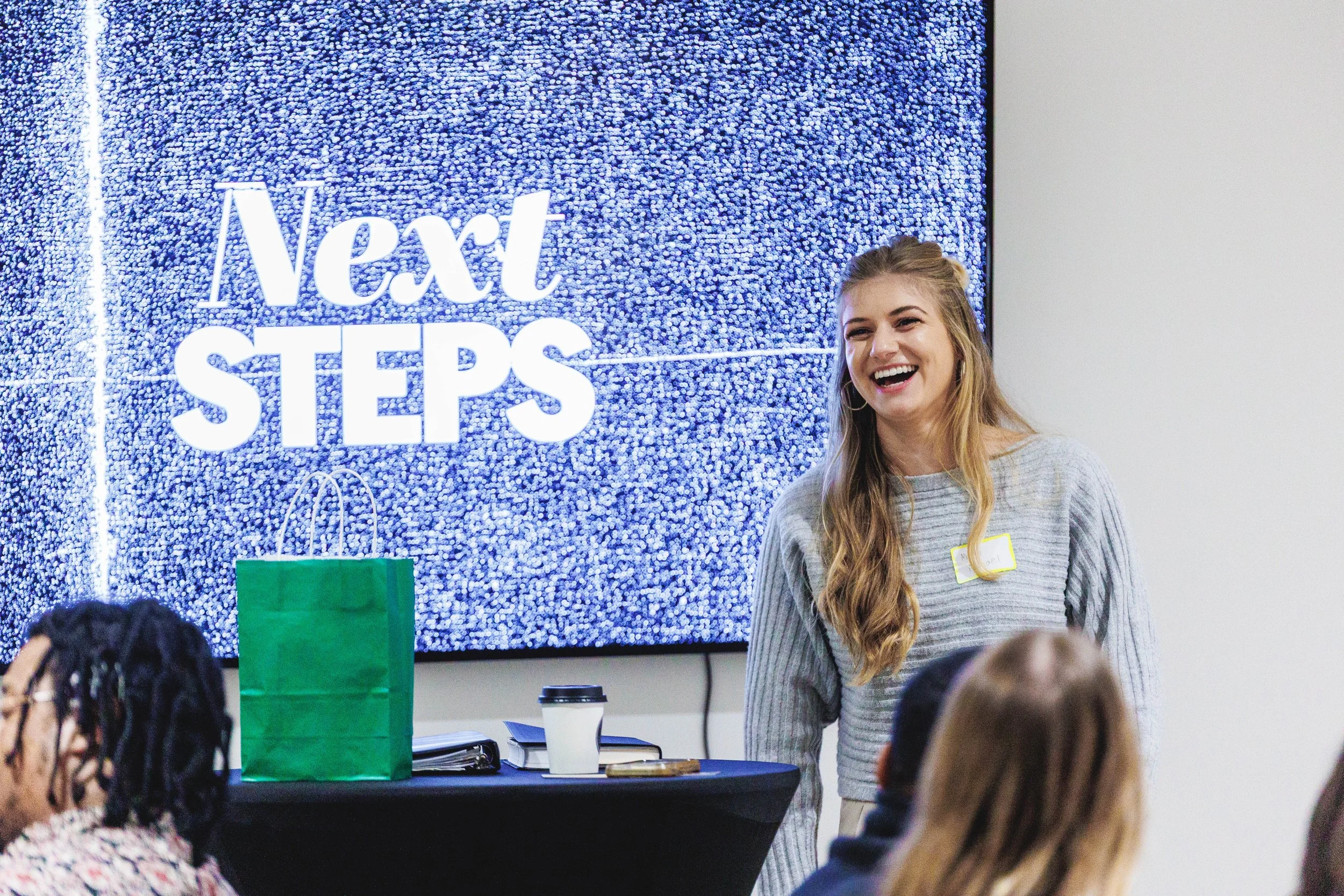Welcome Team leader teaching the Next Steps class at Pearl Street Church