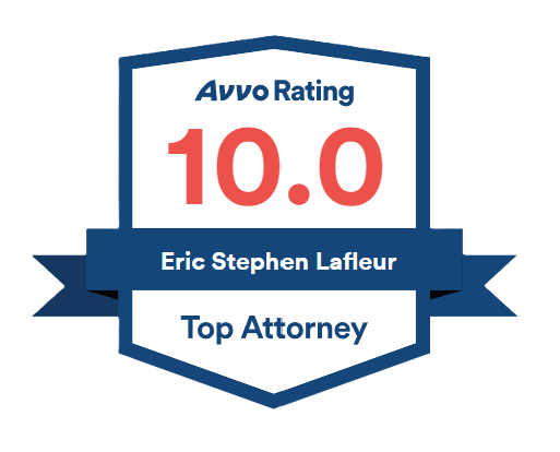 Badge indicating Avvo Rating of 10.0 for Eric Stephen Lafleur, a top-rated family law attorney.