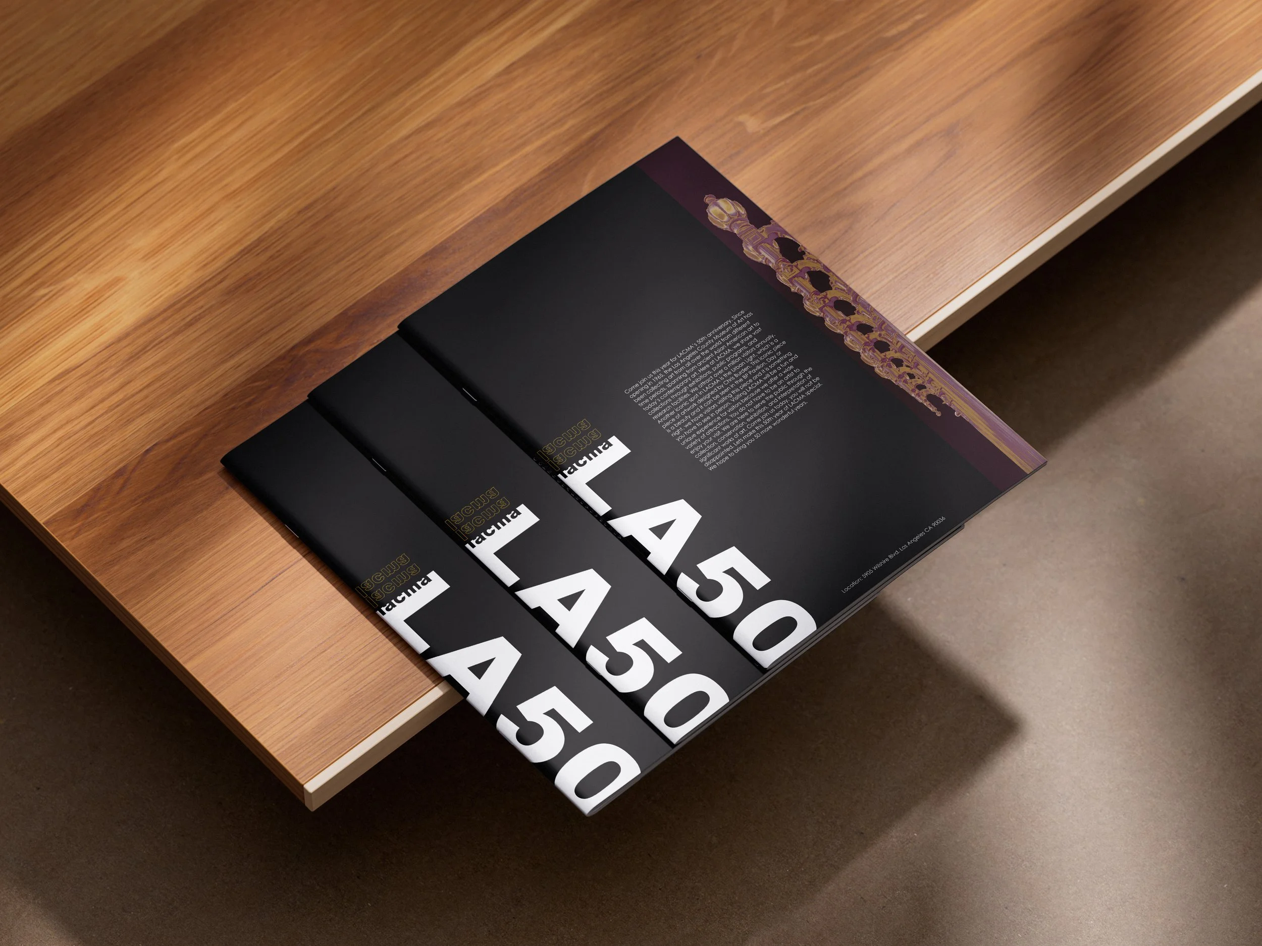 LACMA Marketing Concept: Brochure Cover Application | Visuals are self-created mockups and not affiliated with LACMA.