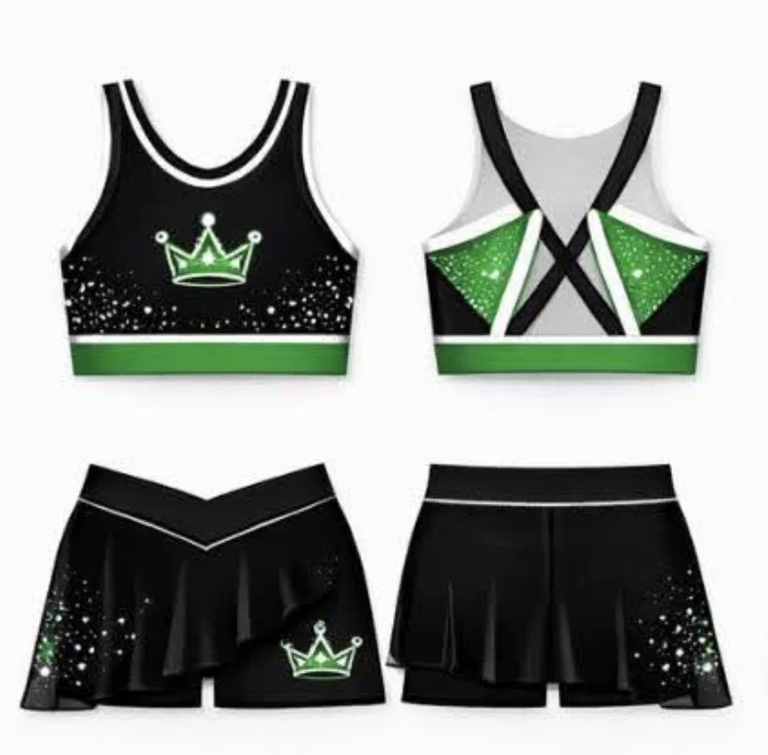 Black/Green Angled Skort Practice SET