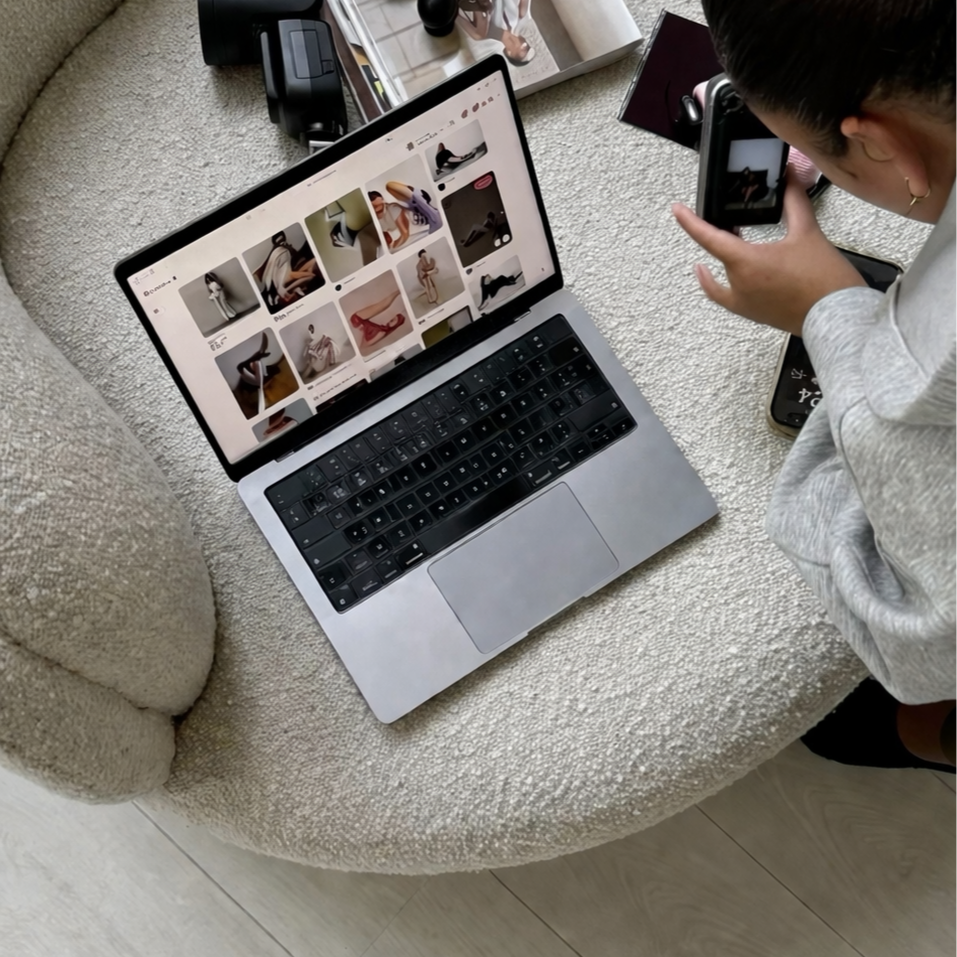 Bianca researching design inspiration for a Los Angeles beauty brand Squarespace project