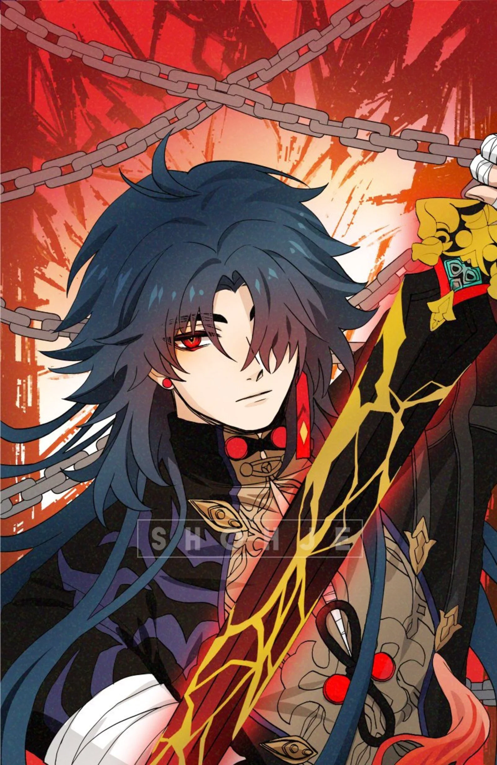HONKAI Star Rail - blade - 11x17 gold foil print (fan art merch)