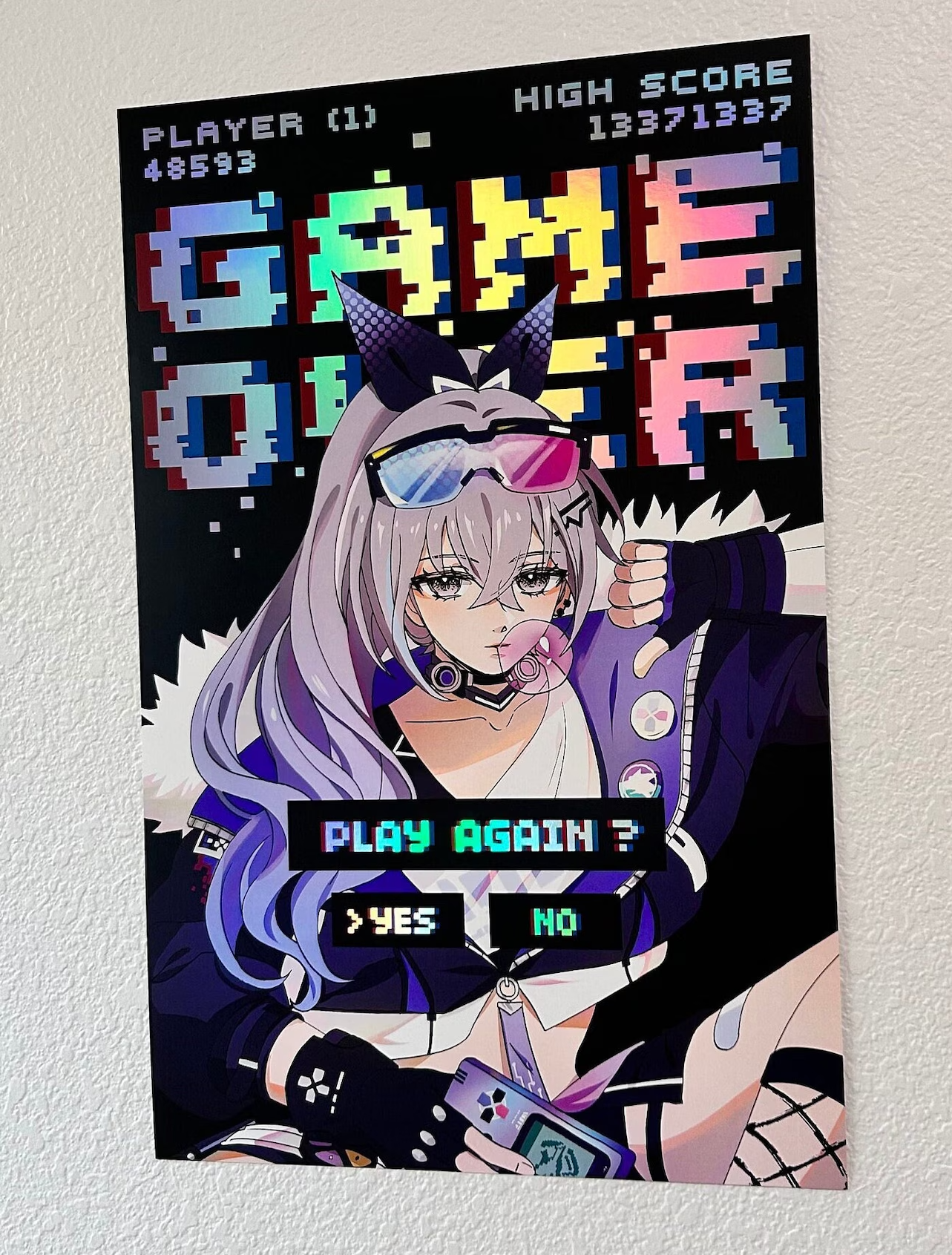 HONKAI STAR RAIL - silver wolf - 11x17 rainbow iridescent foil print (fan art merch)