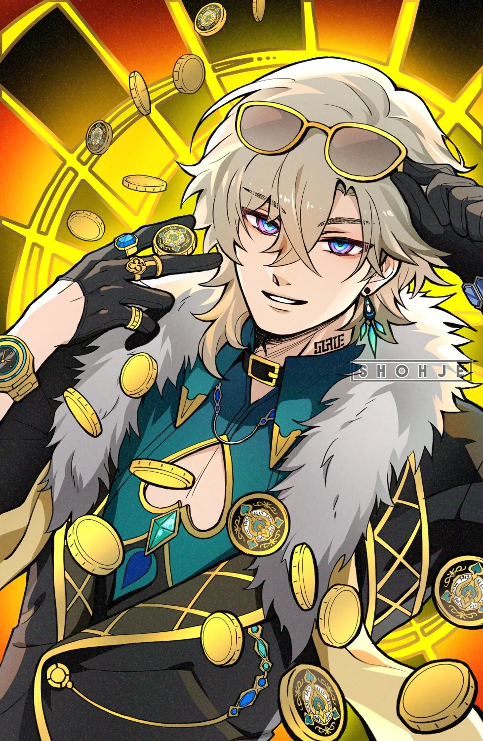HONKAI Star Rail - aventurine - 11x17 gold foil print (fan art merch)