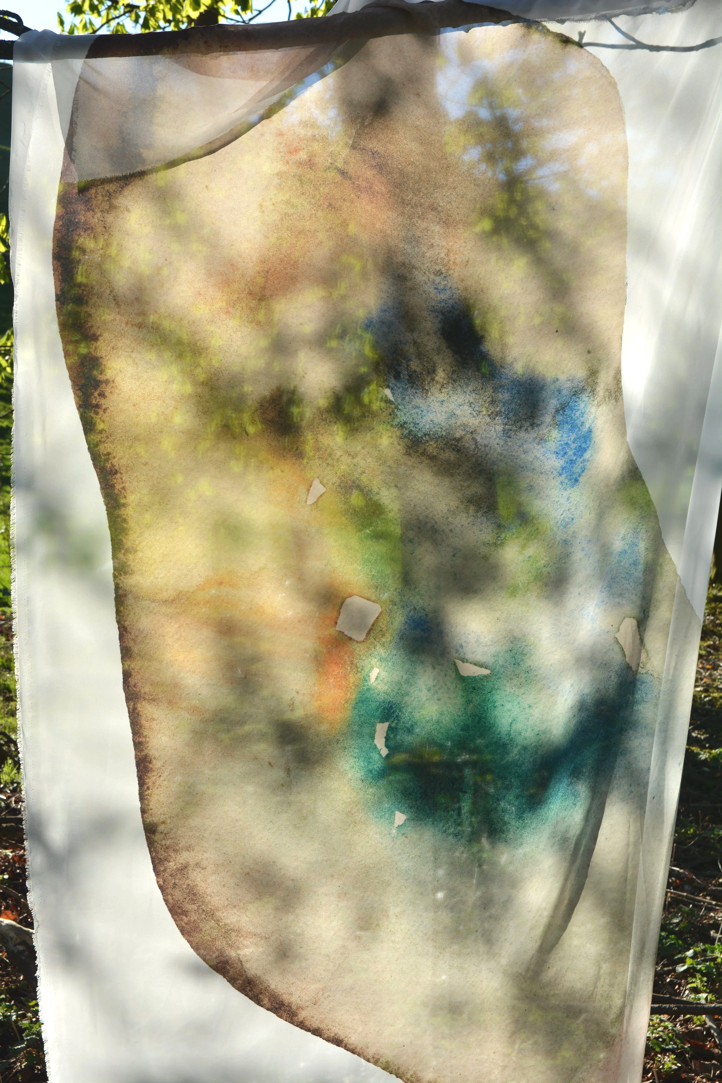 Organic 1  
Textile print from original watercolour
H 190 cm × W 110 cm
2026

A large textile piece exploring organic form through fluid watercolour marks and soft, natural transitions.