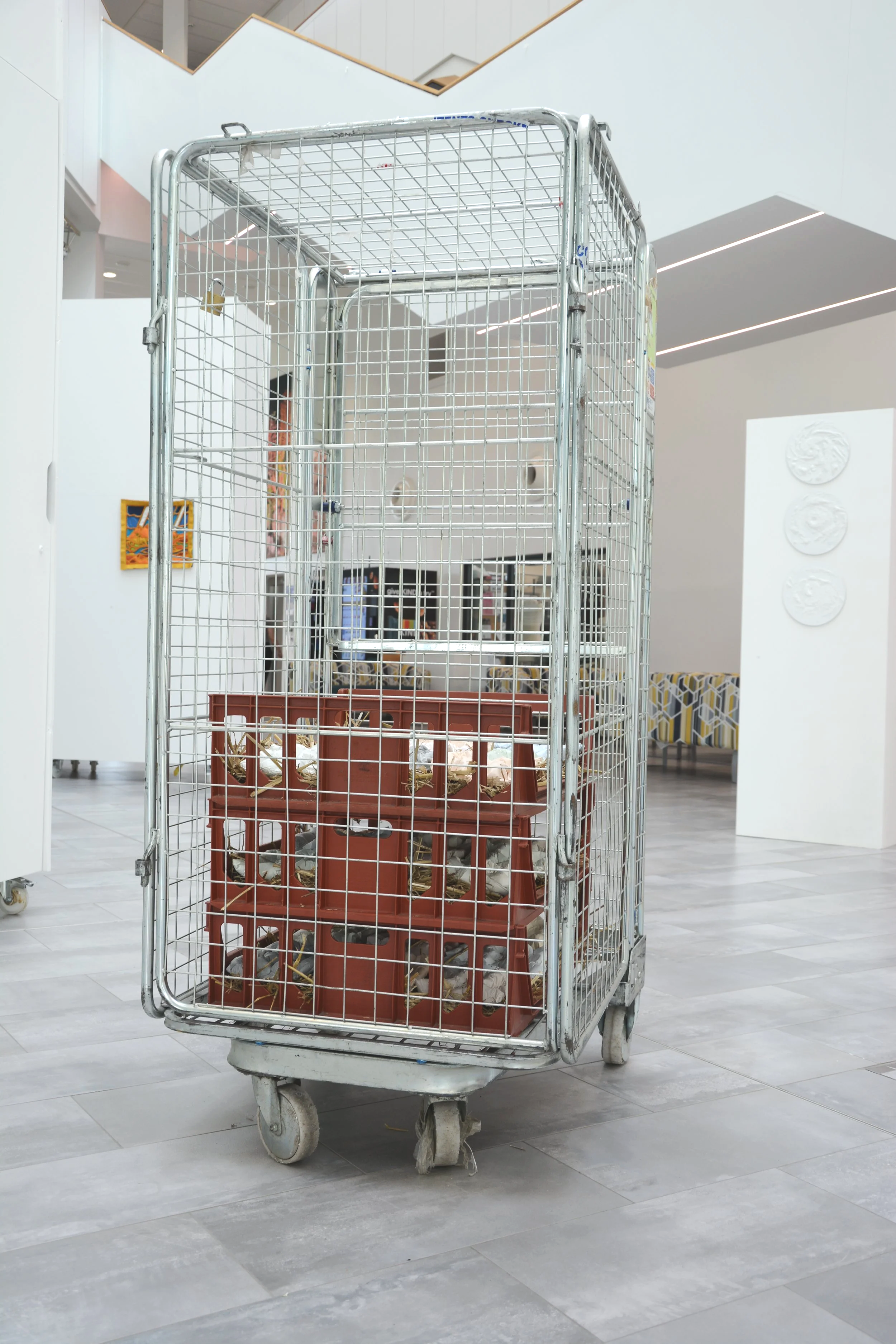 Our Climate Canvas
BA(Hons)Contemporary Art and Illustration
Atrium of Barbara Hepworth Building
Huddersfield University
The Plaster Paradox
Sculpture Plaster casts in a metal Cage
70x70x143cm
2025
